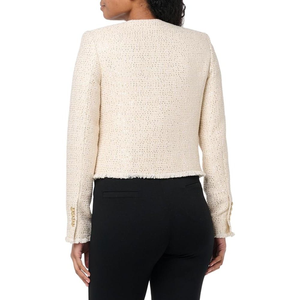 Bcbgmaxazria BCBGMAXAZRIA White Short Tweed Jacket Blazer Cream M Size M / US 6-8 / IT 42-44 - 2 Thumbnail