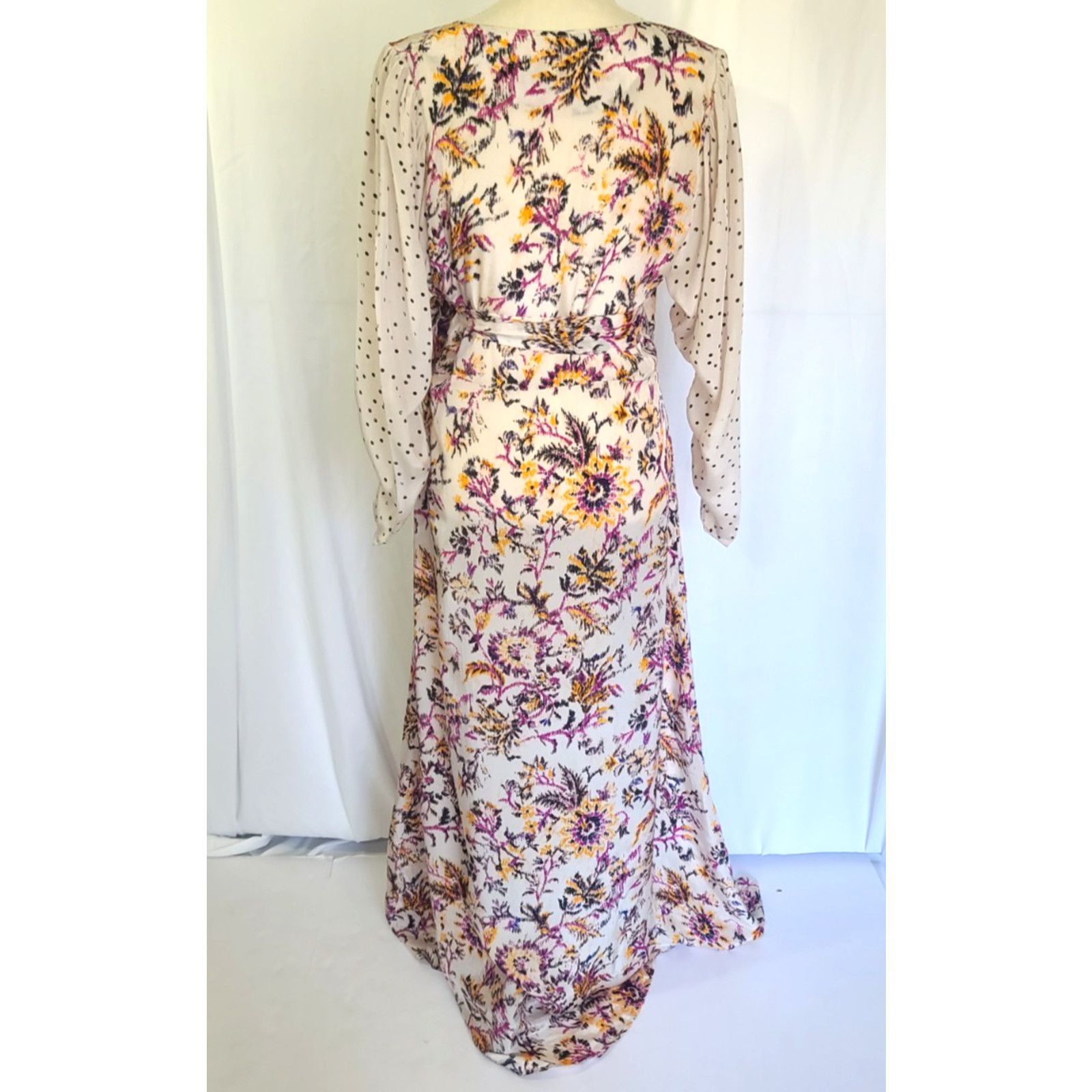 Other New W/Tag Mariacher Designer Cream Floral Wrap Maxi Dress L Size L / US 10 / IT 46 - 4 Thumbnail