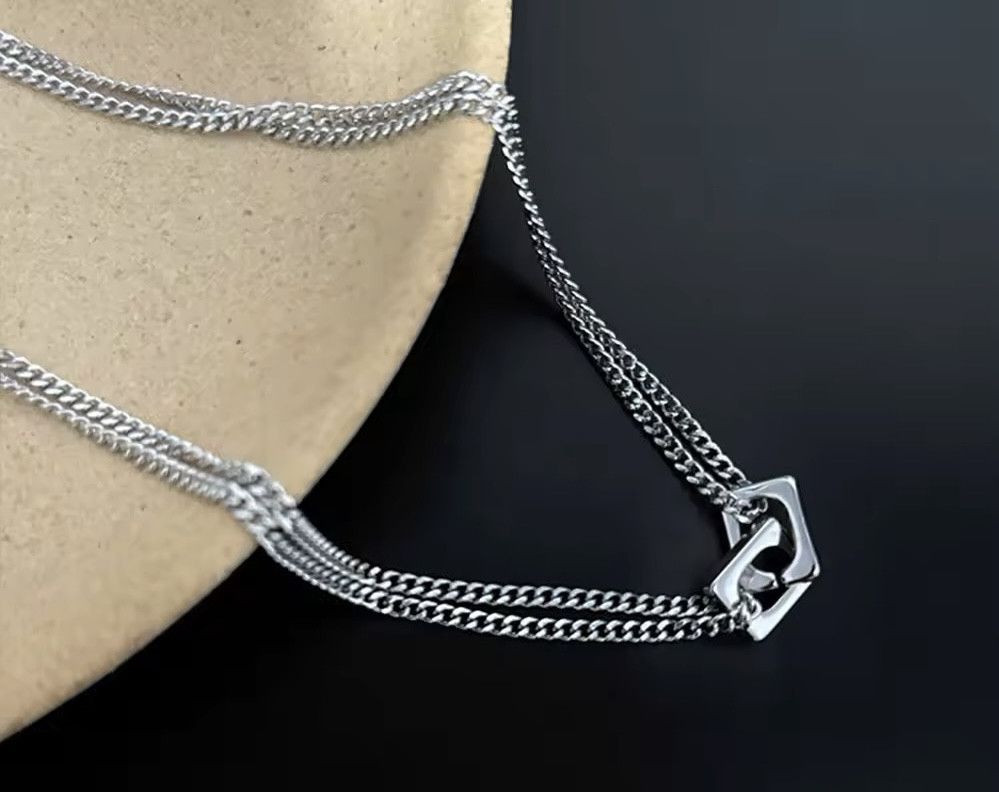 Jewelry Double Block Lock Necklace Size ONE SIZE - 3 Thumbnail