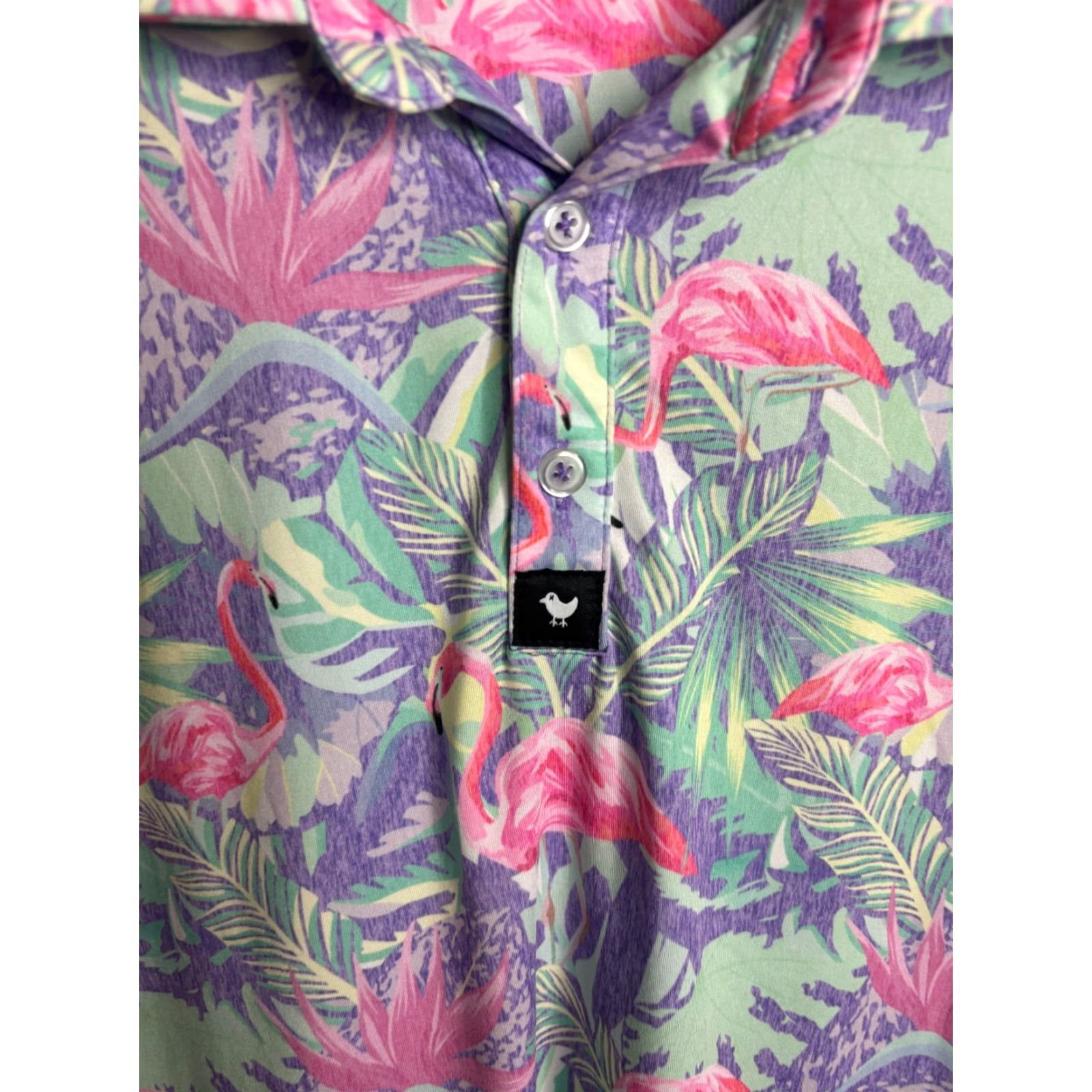 Vintage Bad Birdie Polo Shirt Mens L Floral Tropical Stretch Golf Casual Size US L / EU 52-54 / 3 - 3 Thumbnail