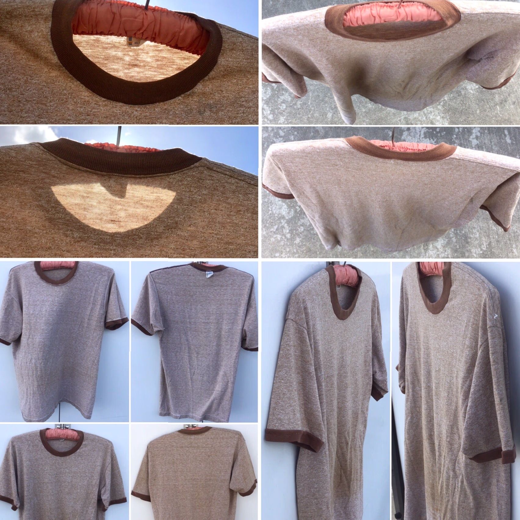 Vintage VINTAGE Towncraft XL Brown Ringer Tee T-Shirt Short Sleeve Men 60s 70s Distressed From Wear XL Brown Heather Vintage Basic Tee Sportswear/Beach Mens Size US XL / EU 56 / 4 - 4 Thumbnail