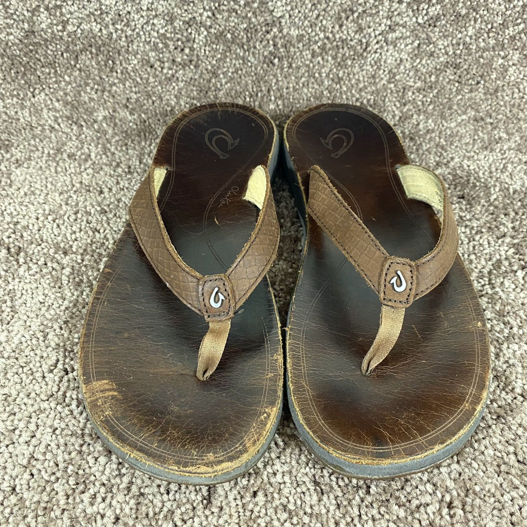 Olukai Olukai PUA Leather Flip Flop Womens US 8 EU 38 Sandals Brown Slip On Flat Beach Size US 8 / IT 38 - 5 Thumbnail