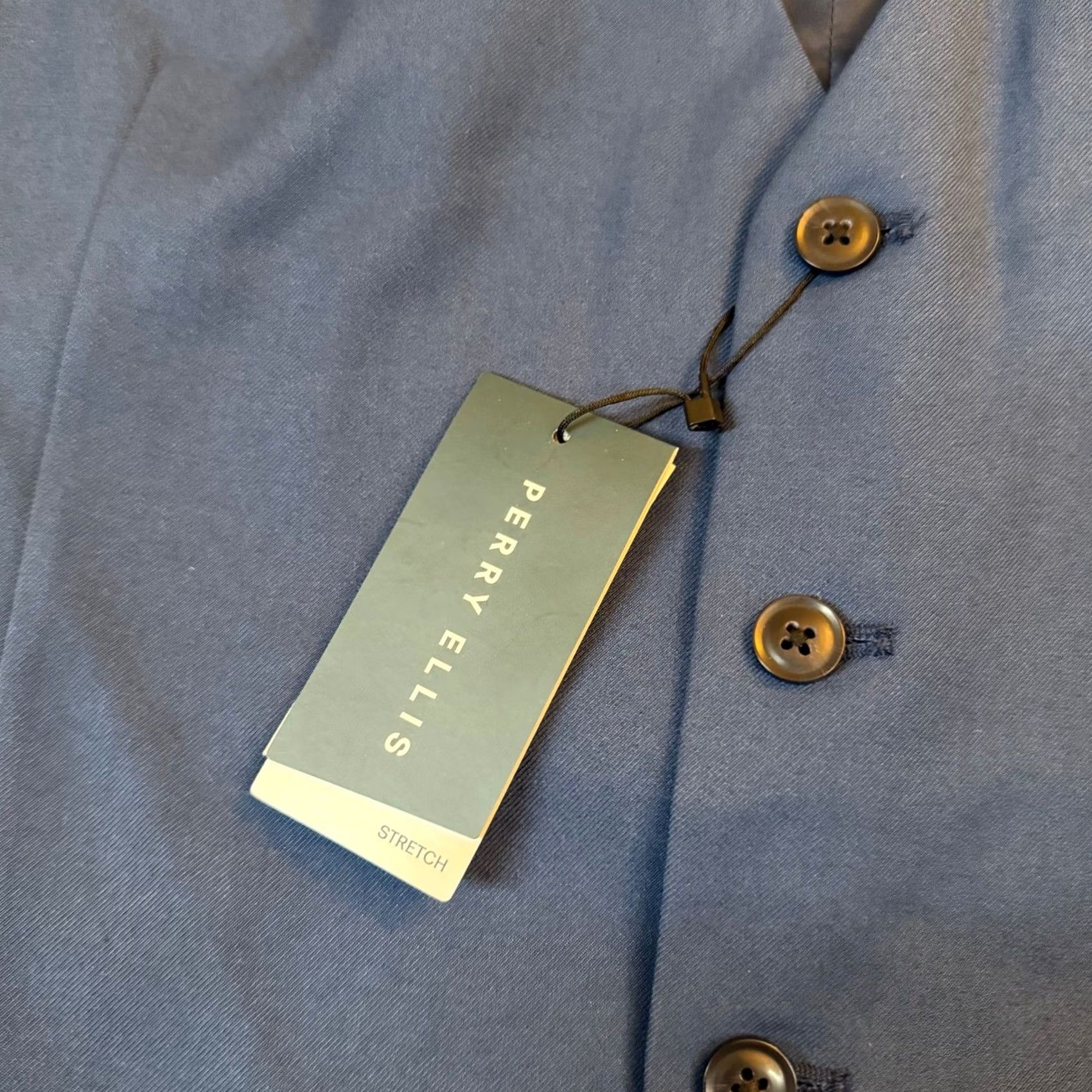 Perry Ellis Perry Ellis Suit Vest Mens 2XL Blue Adjustable Back Strap Stretch NWT Size 48R - 3 Thumbnail