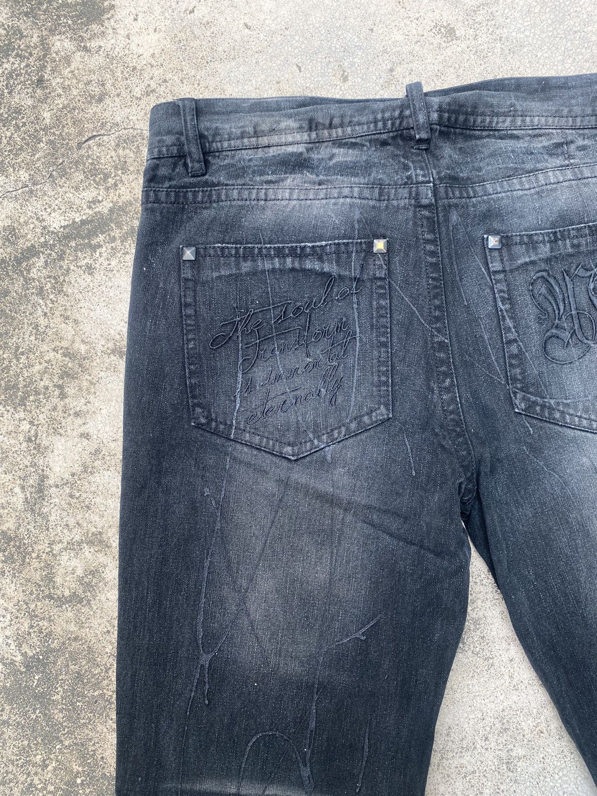If Six Was Nine × Japanese Brand × Tornado Mart Flare Jeans Xfrm Clawmark Wax Studded Bootcut Size US 34 / EU 50 - 21 Thumbnail