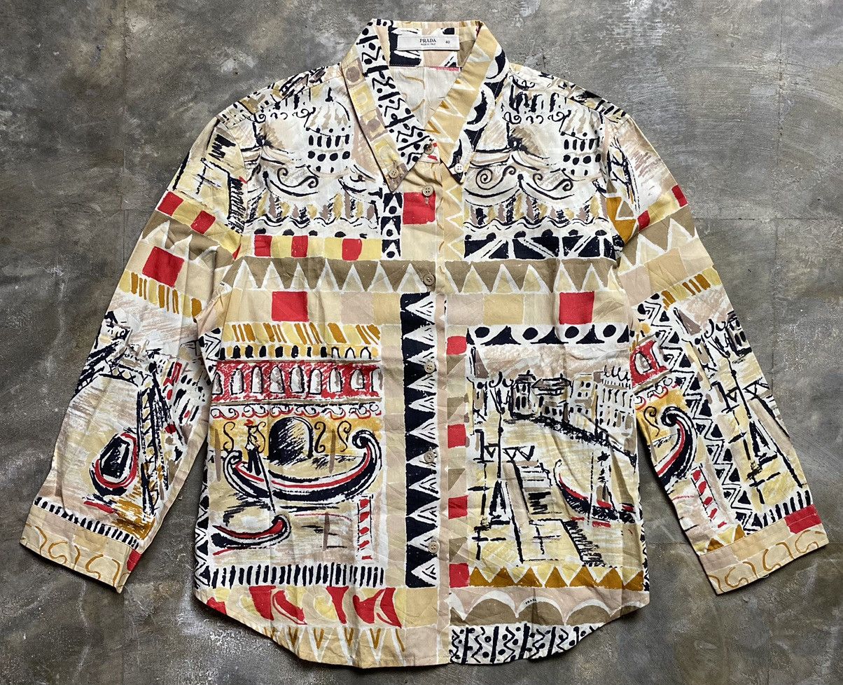 Prada Prada SS04 Venezia Print Cropped Shirt Size S / US 4 / IT 40 - 1 Thumbnail