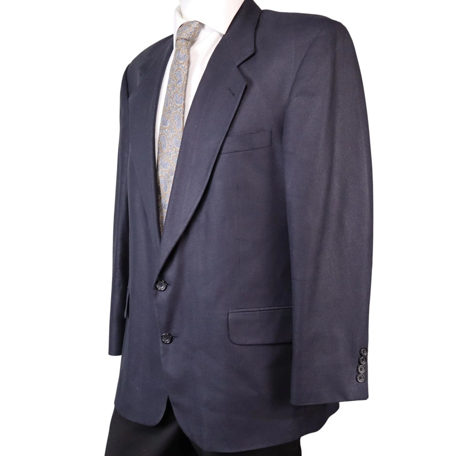 Oscar De La Renta Oscar de la Renta 46R 100% Silk Blazer Navy Size 46R - 3 Thumbnail