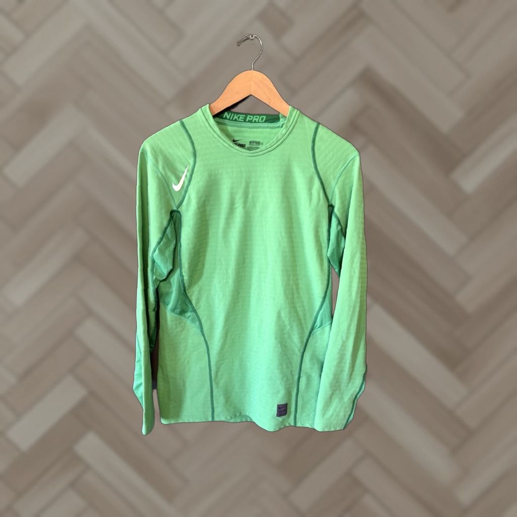 Nike Nike Pro Mens Long Sleeve Baselayer Shirt Size M Green Pullover Activewear Mens Size US M / EU 48-50 / 2 - 1 Thumbnail