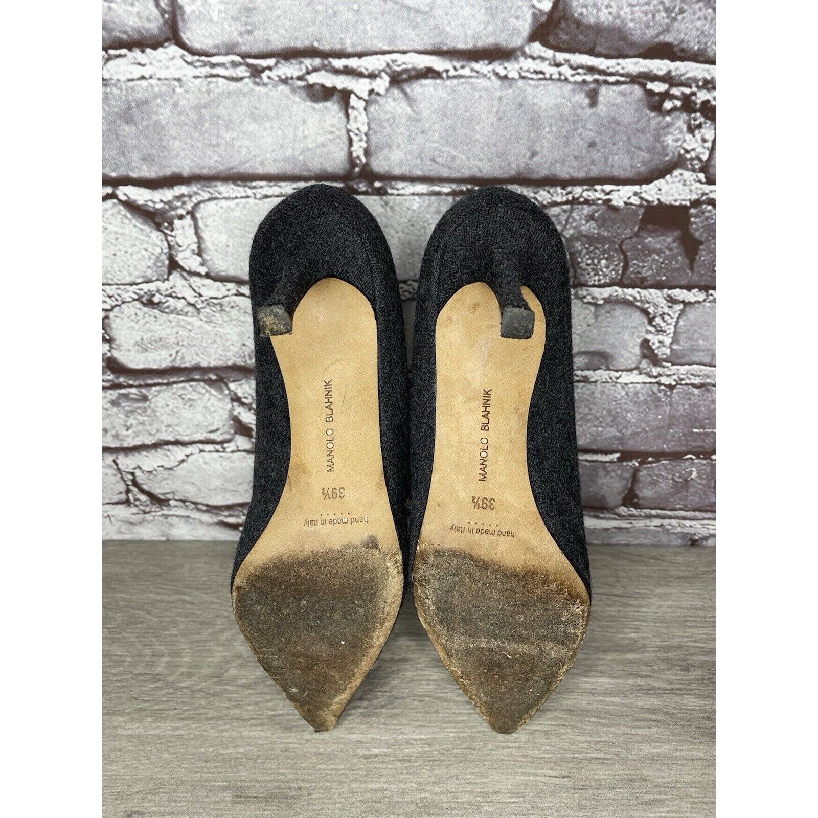 Manolo Blahnik Manolo Blahnik Grey Wool Fabric Burgundy Pointed Toe Heels W Size US 9 / IT 39 - 18 Thumbnail