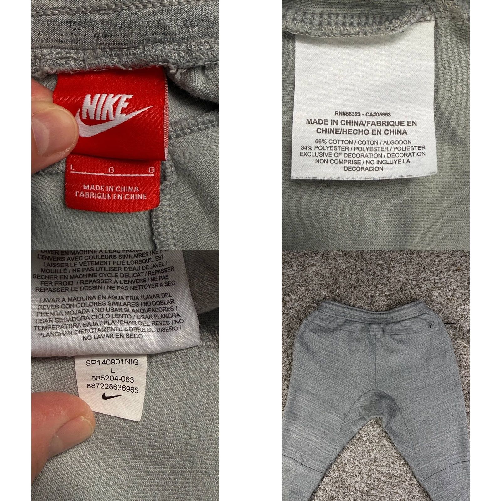 Nike Nike Jogger Mens L Gray Tech Fleece Joggers Heather Black Men Size US 33 - 8 Thumbnail