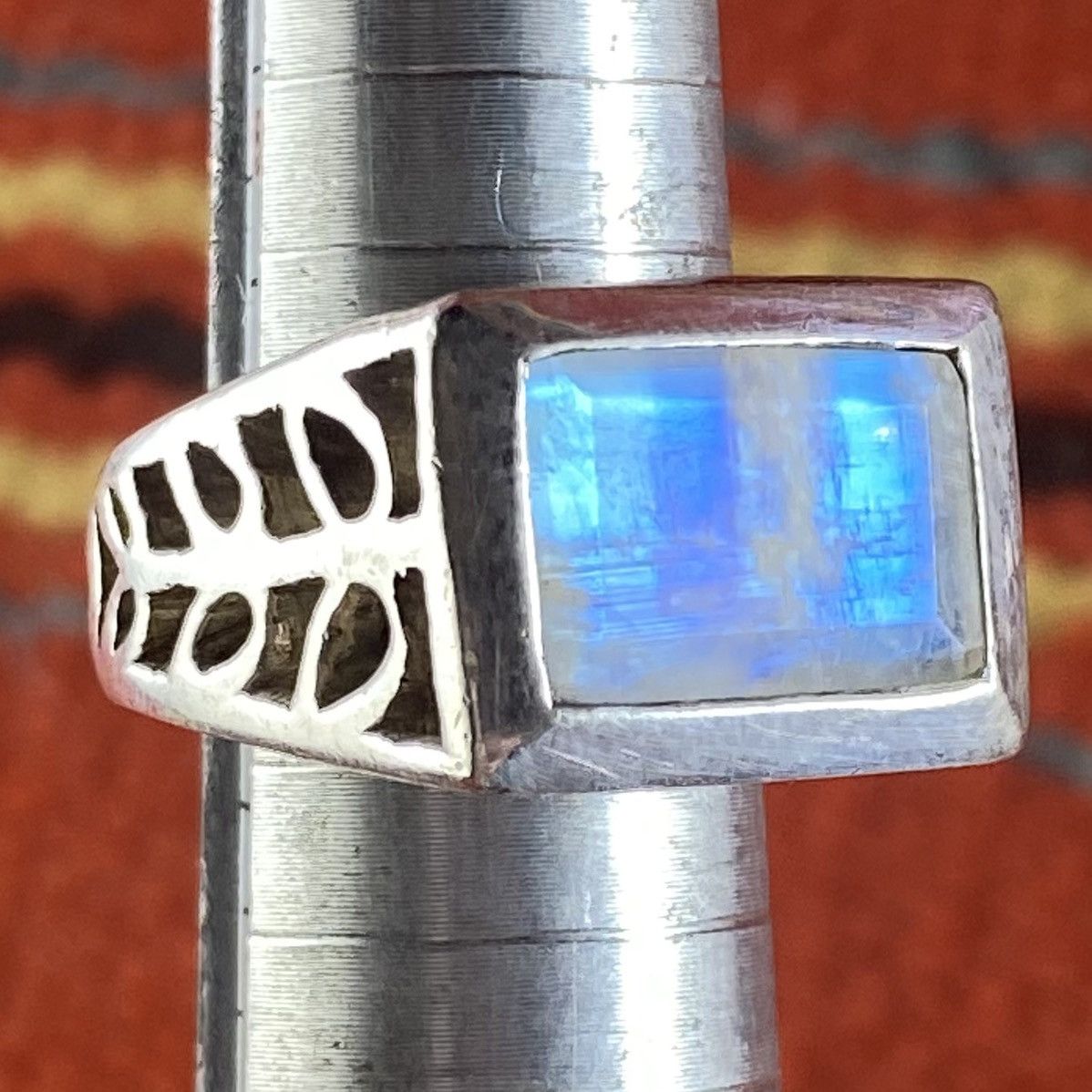 Japanese Brand × Kapital × Vintage Vtg Sterling Silver Moonstone Chunky Square Signet Ring Boho Size ONE SIZE - 1 Thumbnail