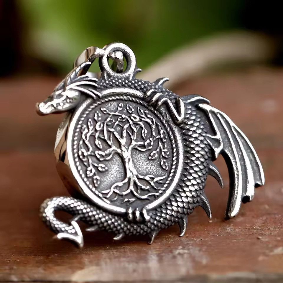 Jewelry Tree of Life and dragon Pendant Necklace Size ONE SIZE - 12 Thumbnail