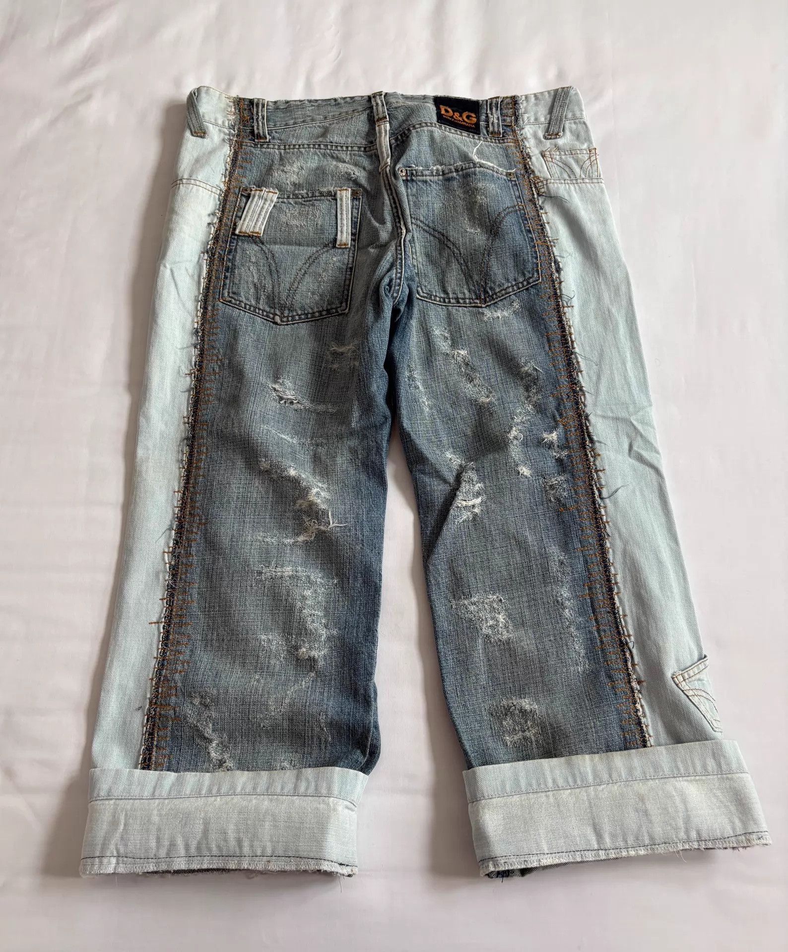 Dolce & Gabbana DG Fake Two-Tone Offset Panel Distressed Denim Shorts Size US 28 / EU 44 - 6 Thumbnail