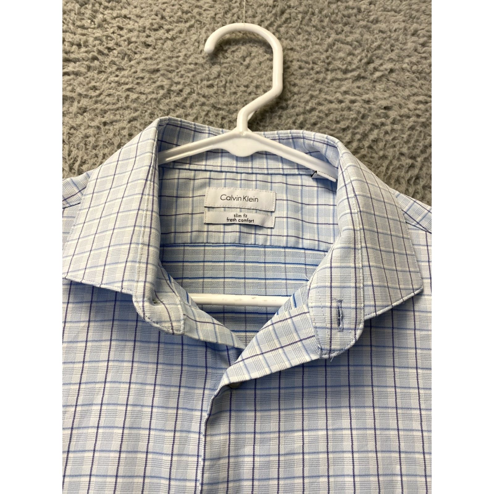 Calvin Klein Calvin Klein Shirt Men 15 1/2 32/33 Blue Check Slim Fit Button-Up Long Sleeve Collared Easy Care Formal Size US M / EU 48-50 / 2 - 3 Thumbnail