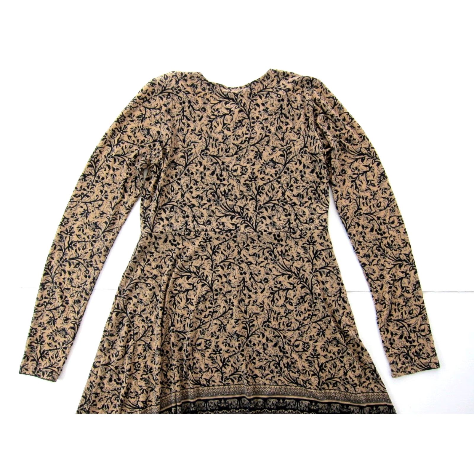 Vintage NWT Nostalgia Floral Stretch Long Sleeve Tunic Dress Brown Pattern Women's Medium Size M / US 6-8 / IT 42-44 - 6 Thumbnail