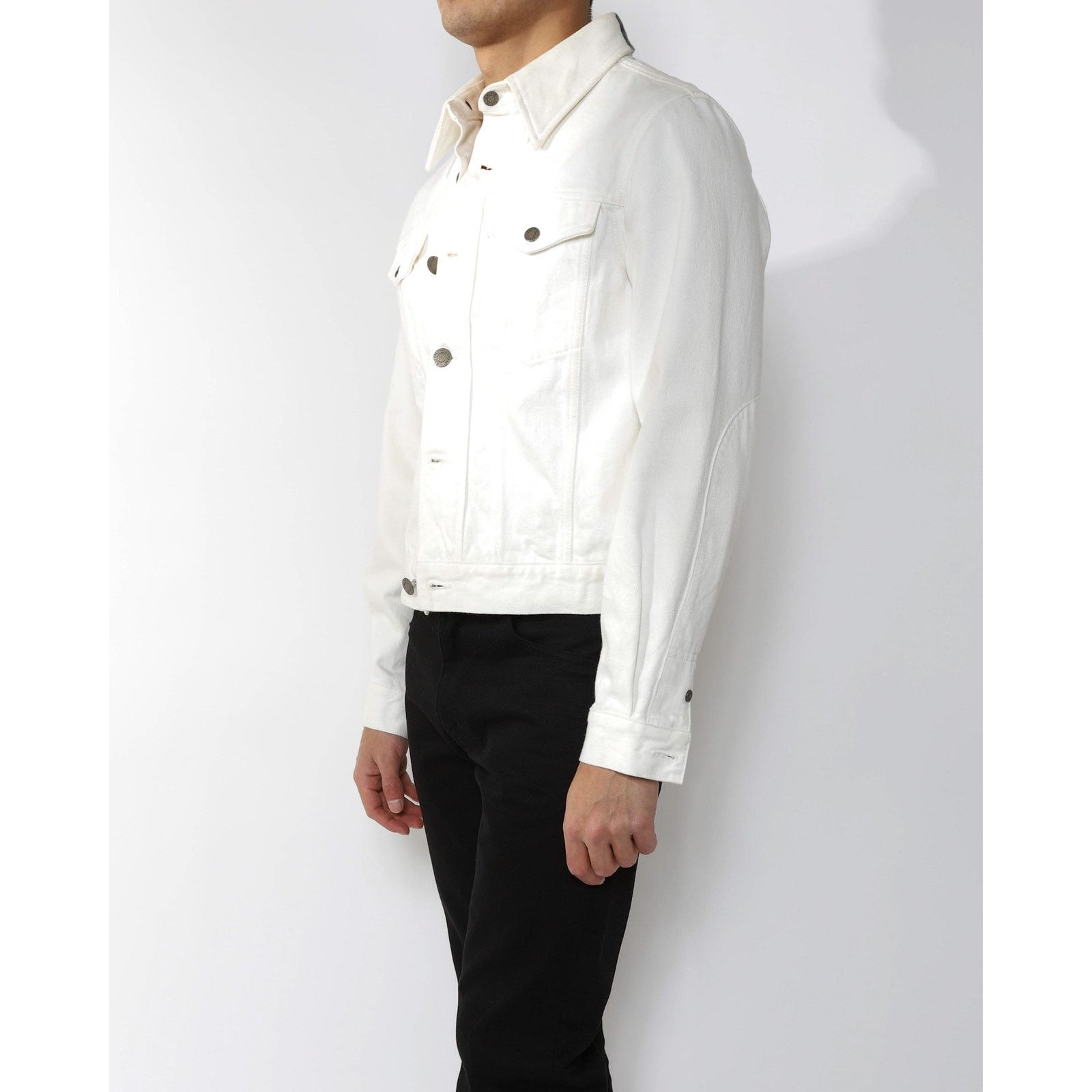 Calvin Klein 205W39NYC SS18 Back Screenprinted Trucker Jacket in White Denim Size US M / EU 48-50 / 2 - 4 Thumbnail