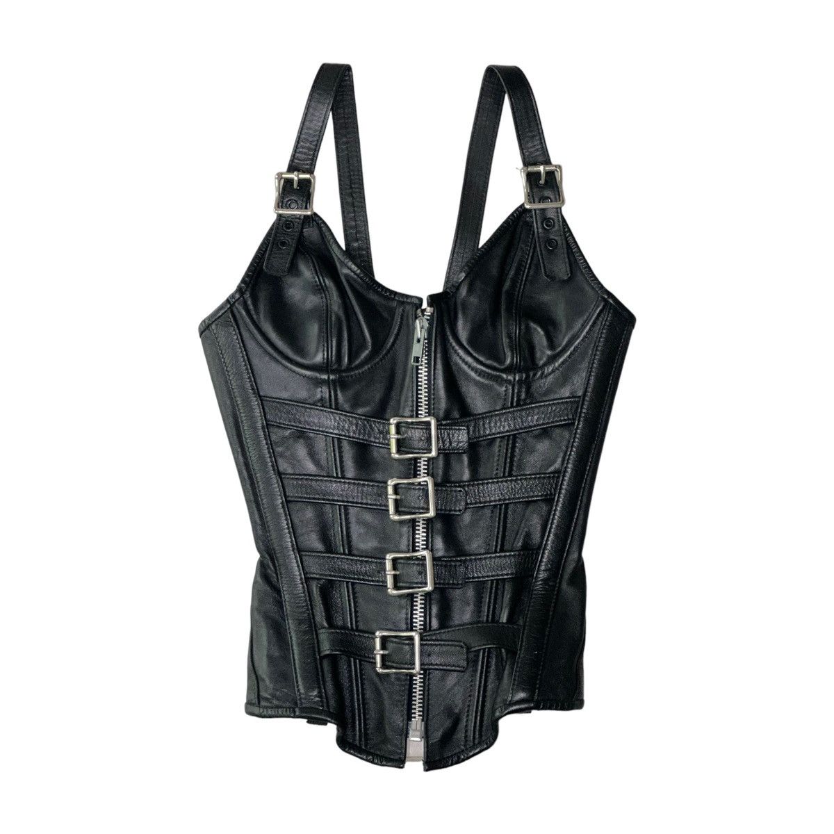 image of Leather Bondage Corset in Black, Women's (Size Small)