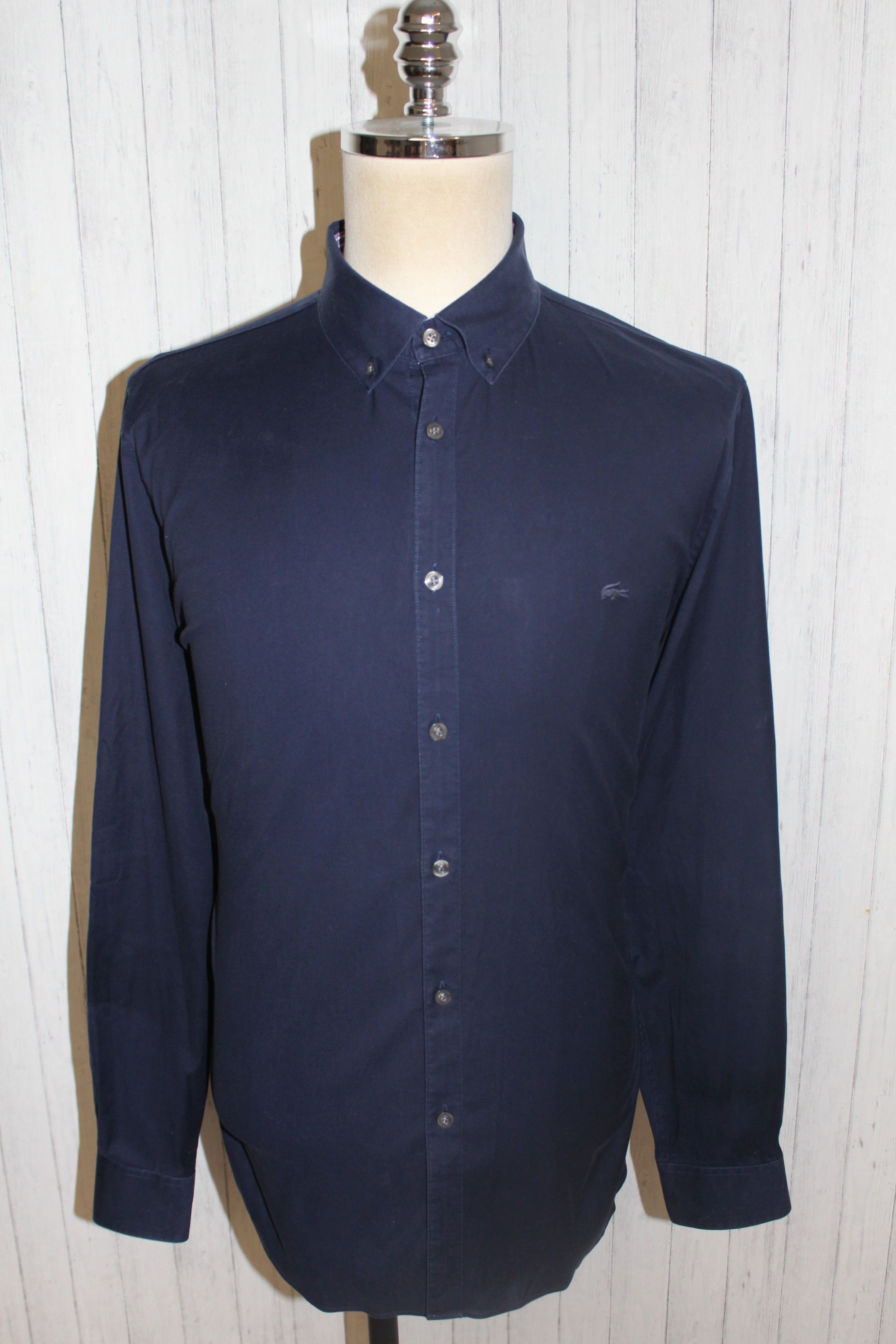 Lacoste LACOSTE Long Sleeve Blue Shirt Size FR 43 US 17 Size US L / EU 52-54 / 3 - 2 Thumbnail