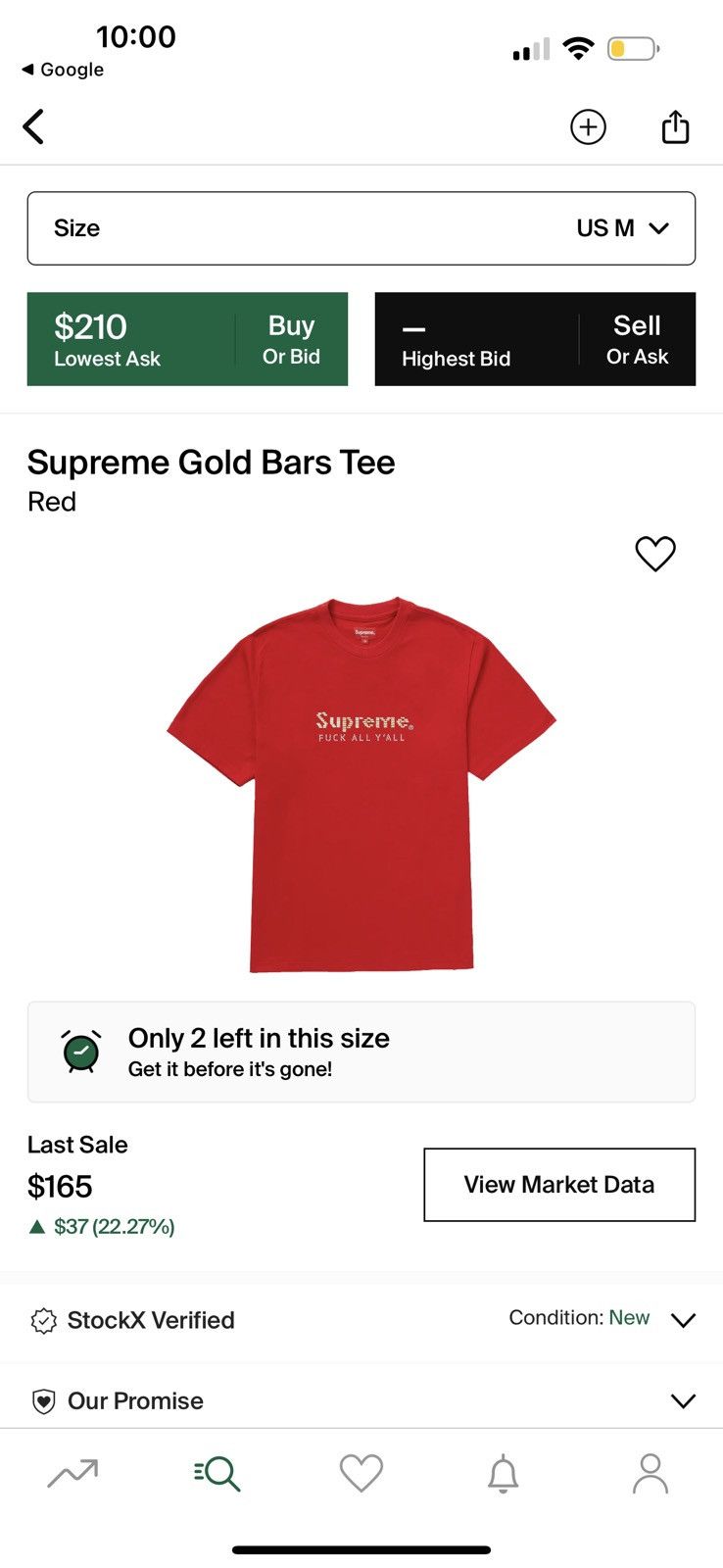Supreme Supreme Gold Bars Tee (Red) | Grailed