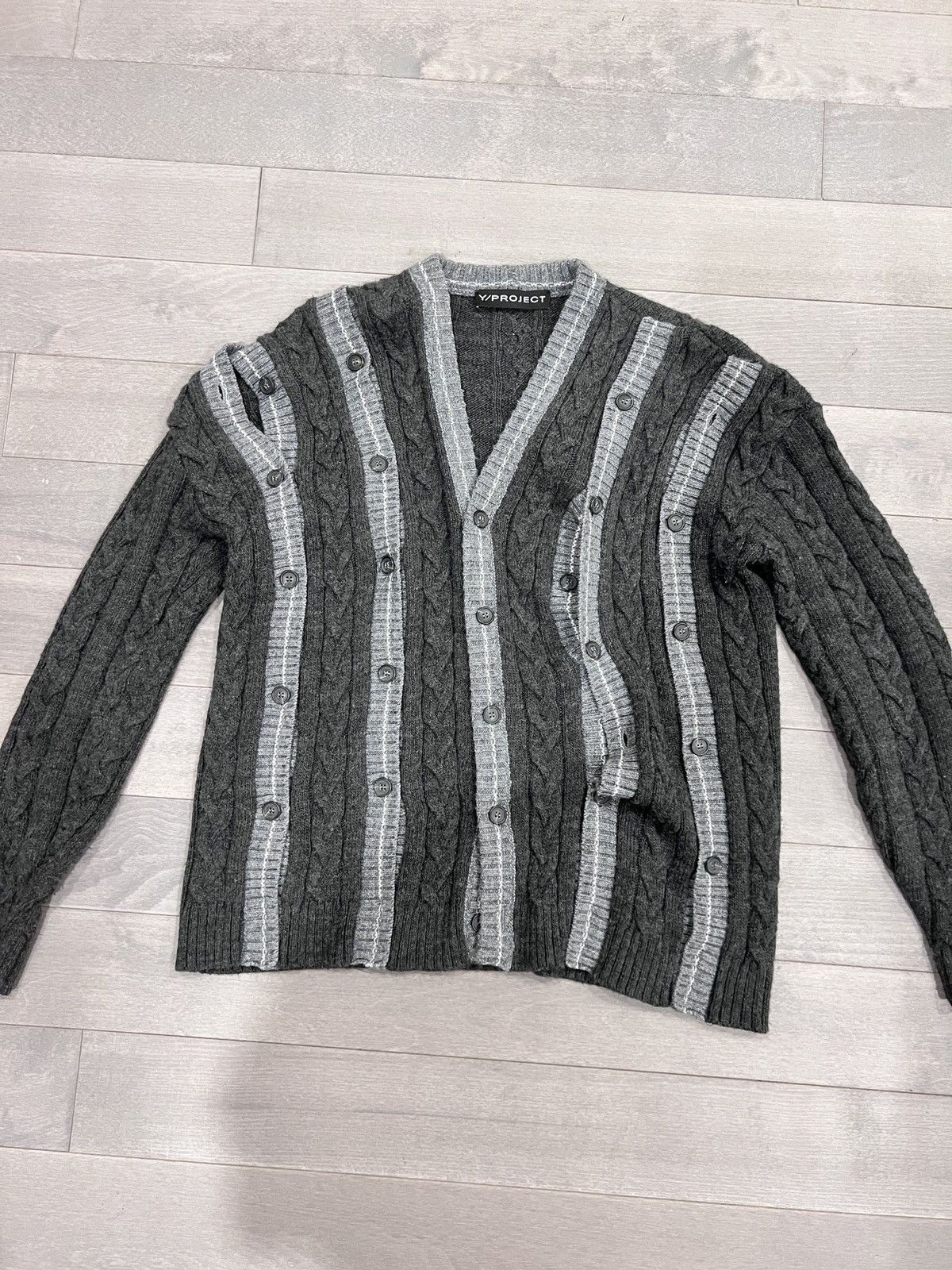 Y/Project Y/Project Grey Button Stripe Cardigan | Grailed