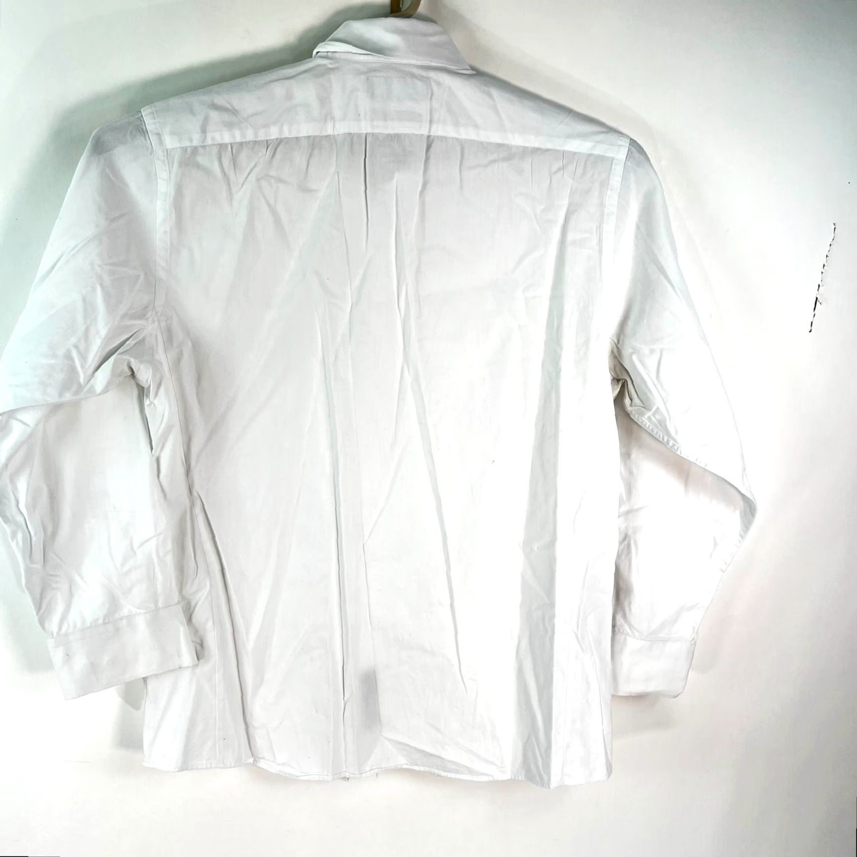 Liz Claiborne Claiborne Men's Dress Shirt White Cotton Non-Iron Modern Fit 15.5 19 Adult Mens Size 40R - 4 Thumbnail