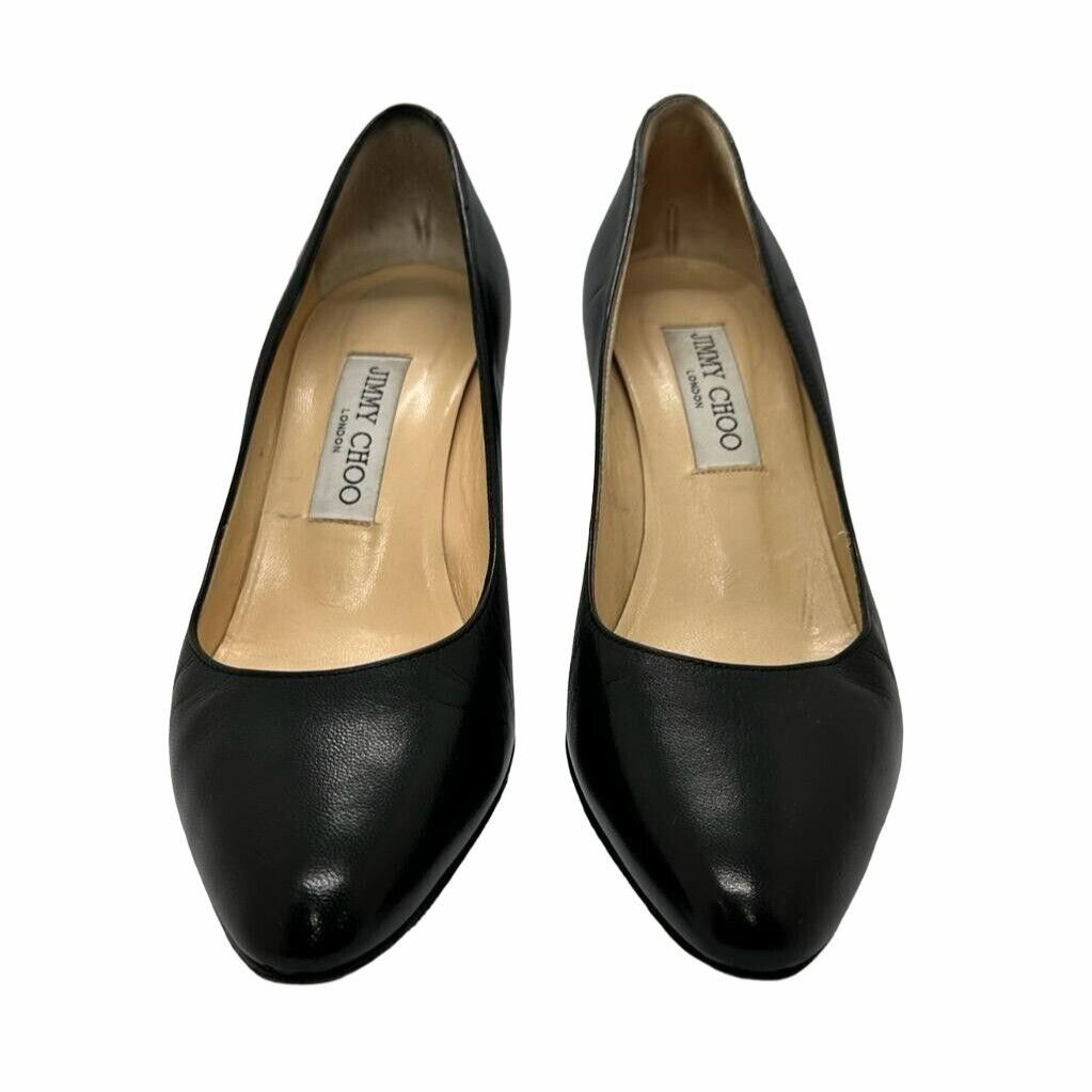 Jimmy Choo ⭐ Jimmy Choo Women's Pumps Sz 7 37 Black Leather Almond Toe Size US 7 / IT 37 - 3 Thumbnail