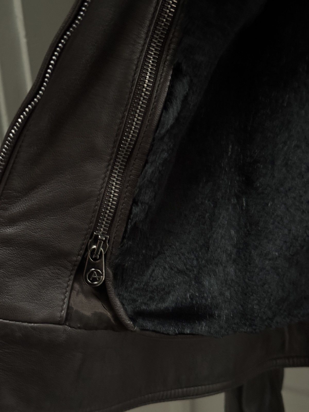 Armani Collezioni Armani Collezioni Men’s Brown Lambskin Leather Jacket IT 52 Size US L / EU 52-54 / 3 - 17 Thumbnail