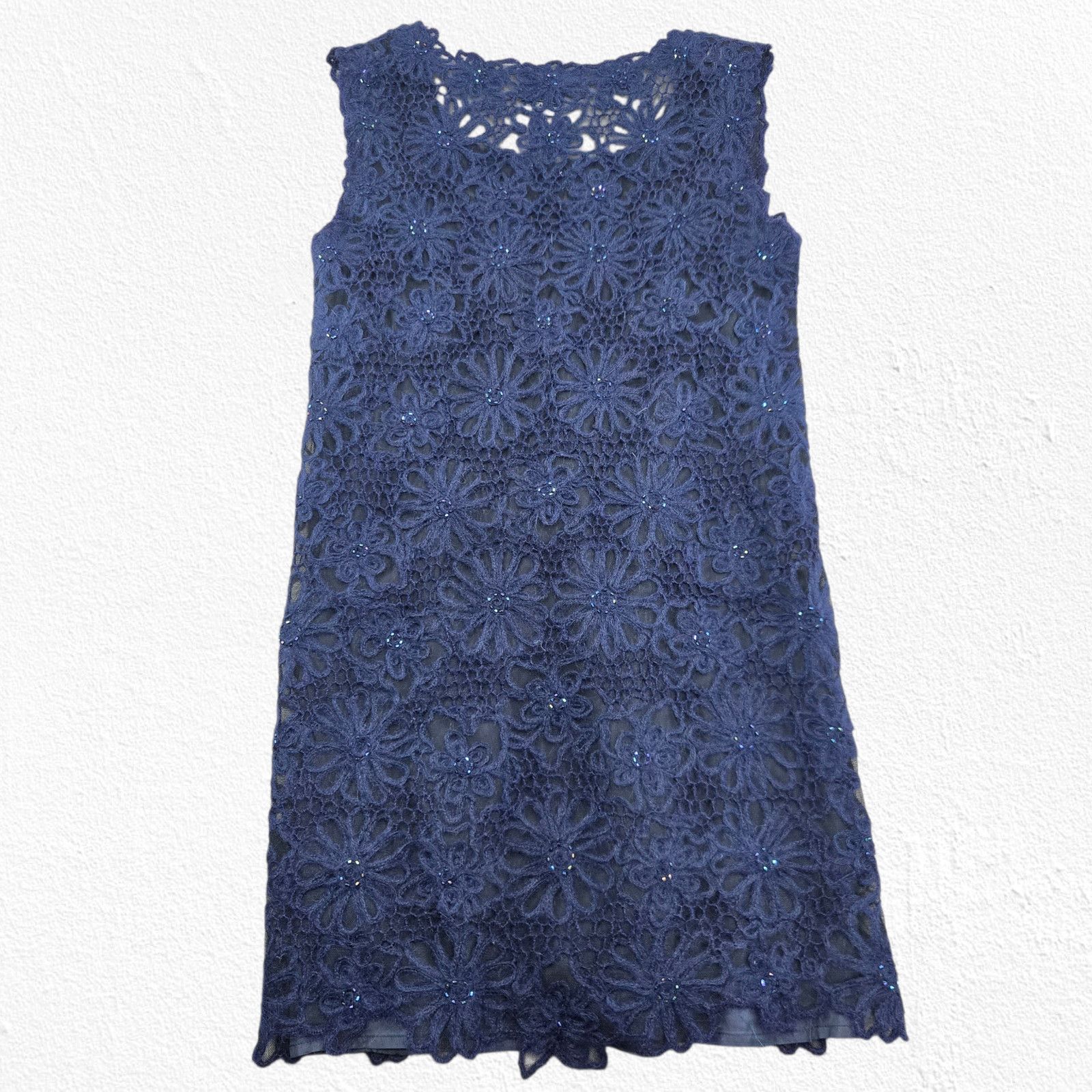 Moschino Cheap and Chic Beaded Lace Dress Navy 12