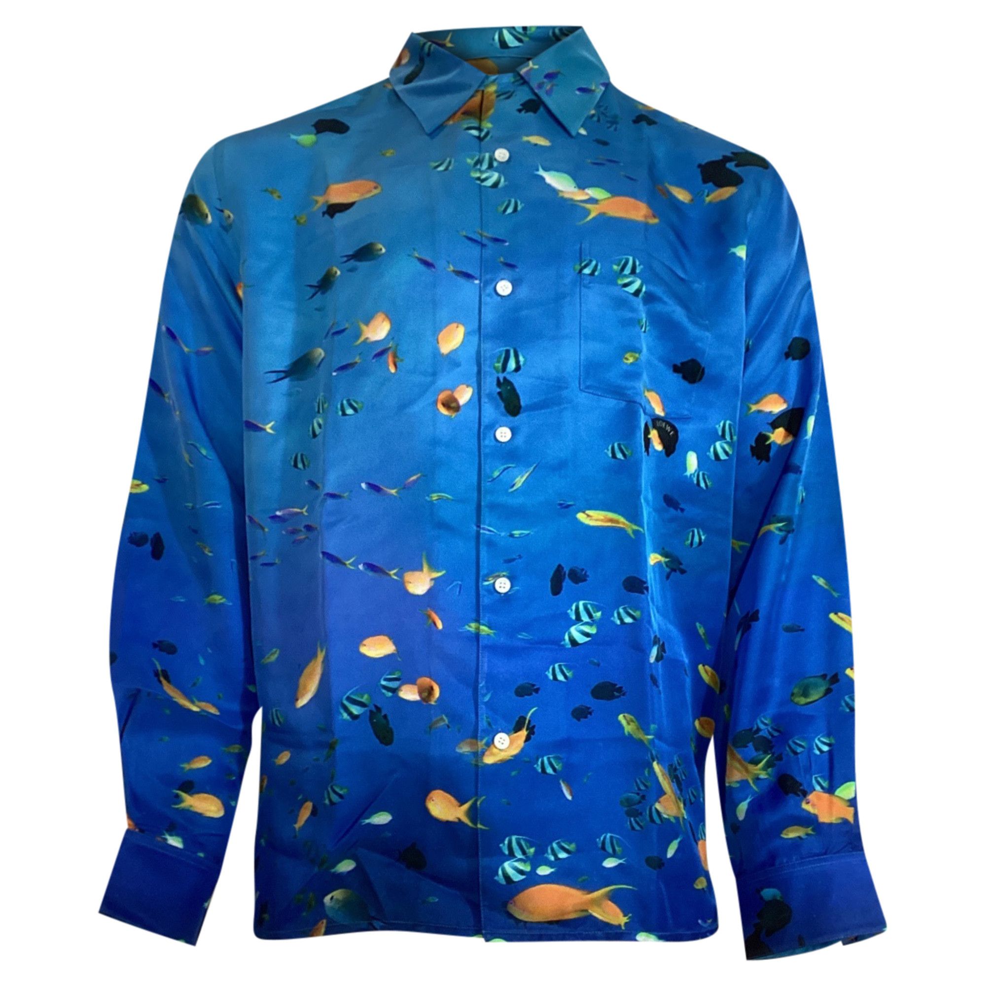 Loewe Loewe Printed Convertible-Collar Shirt in Blue Silk Size US XXL / EU 58 / 5 - 1 Thumbnail