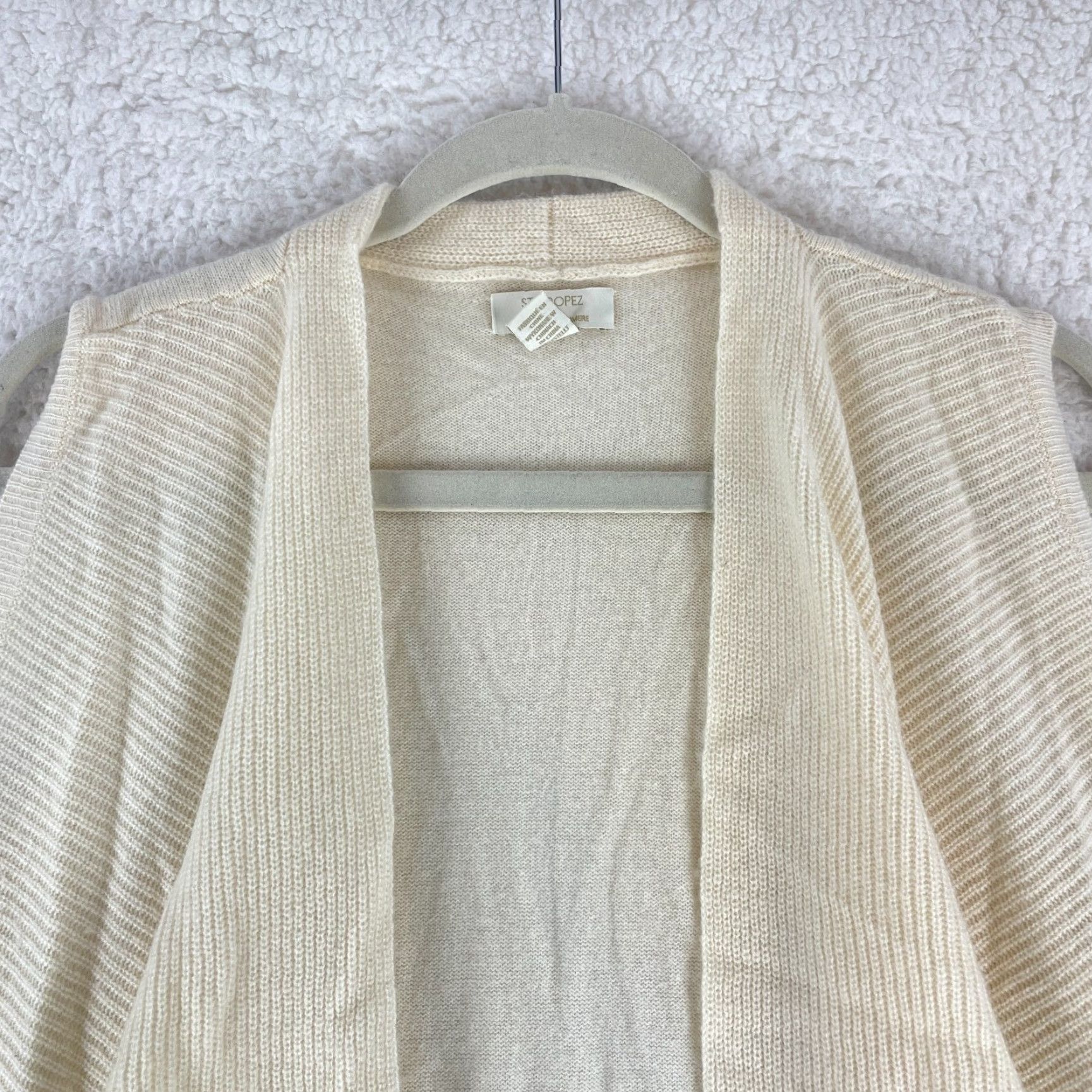 Vintage St. Tropez West Ivory 100% 2-Ply Cashmere Sweater Cardigan Womens Medium Size M / US 6-8 / IT 42-44 - 4 Thumbnail