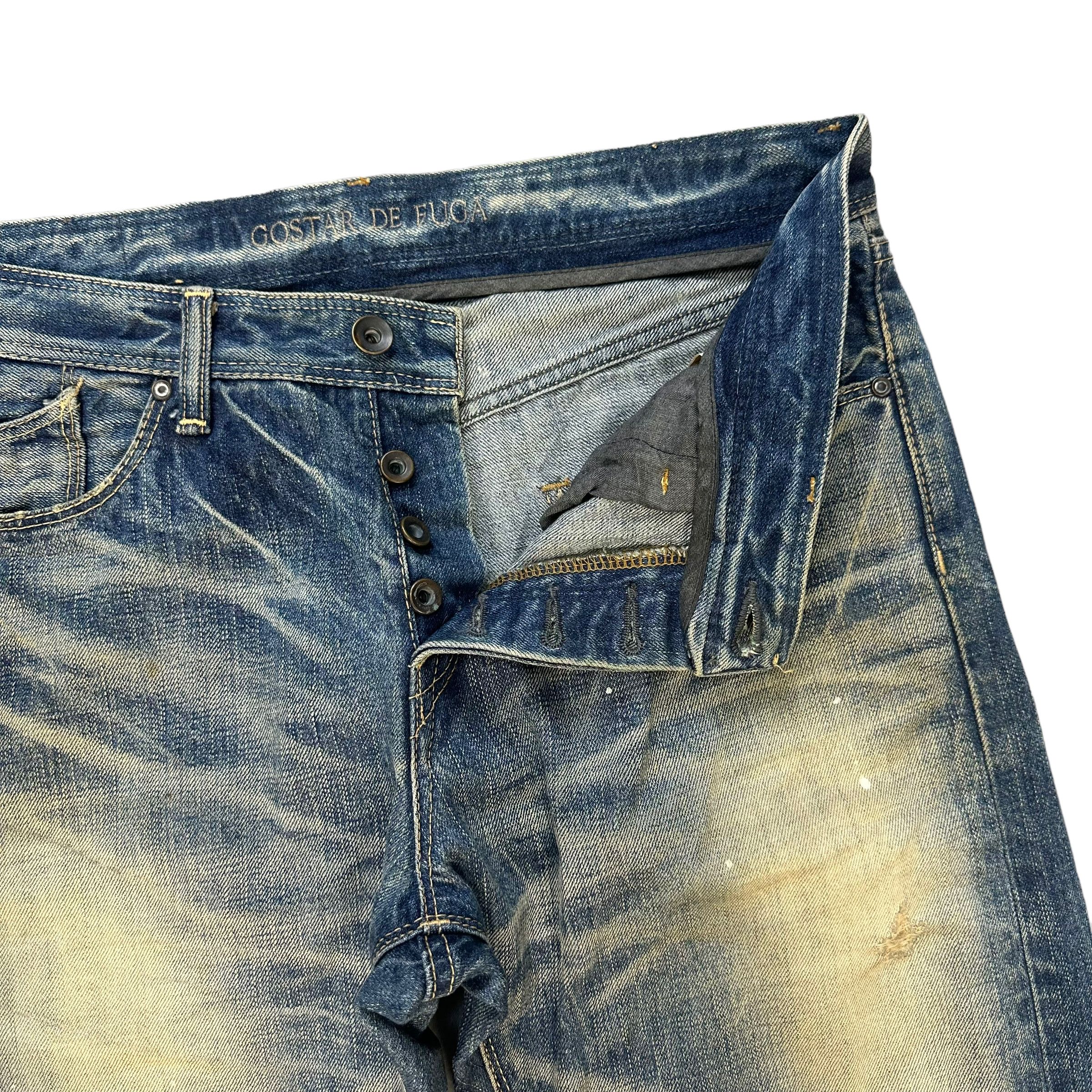 GOSTAR DE FUGA TRASHED🔥 GOSTA DE FUGA FLY BUTTON WASHED JEANS #7628-158 Size 33" - 4 Thumbnail