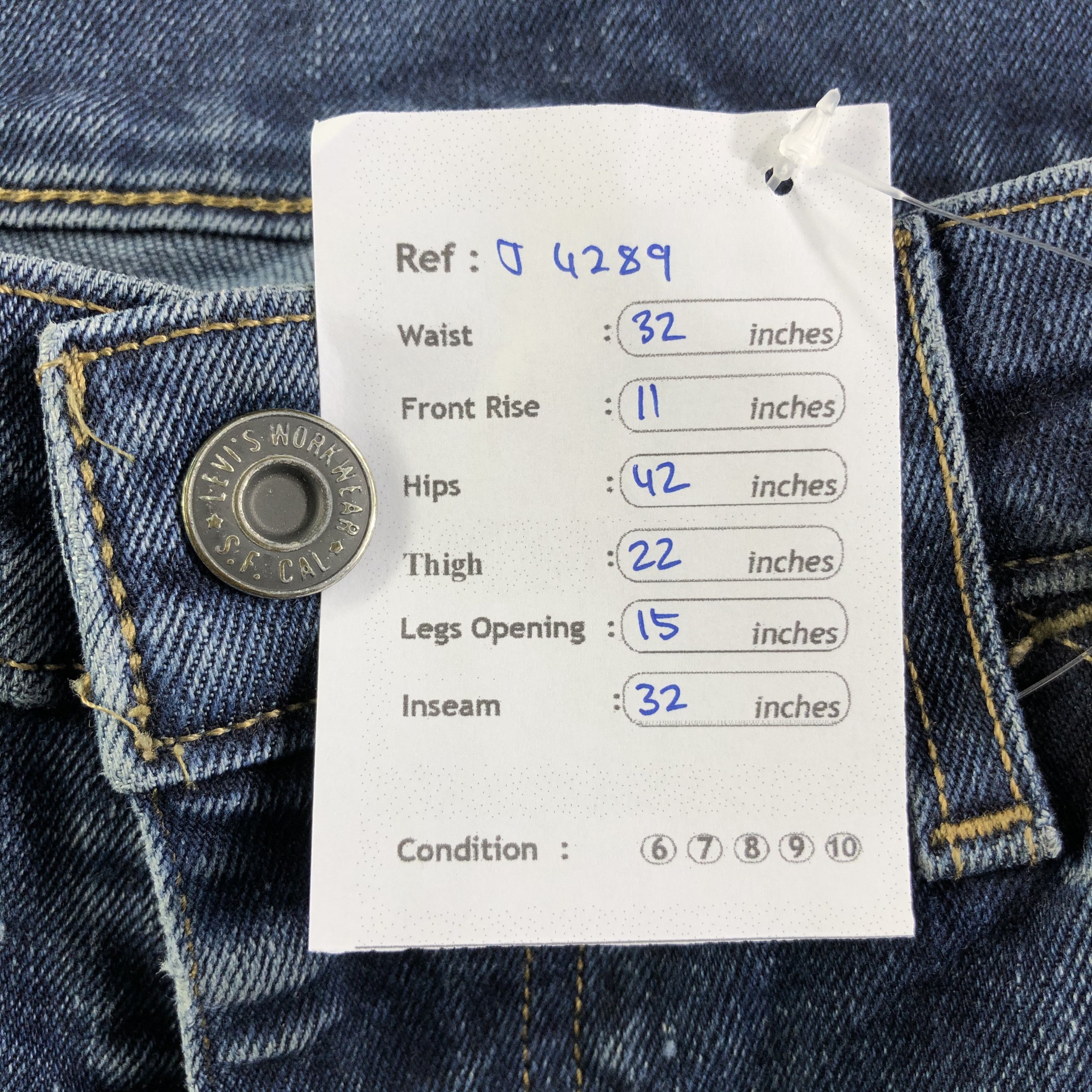 Levi's Vintage Blue Wash Levis 505 Jeans-J4289 Size US 32 / EU 48 - 10 Thumbnail