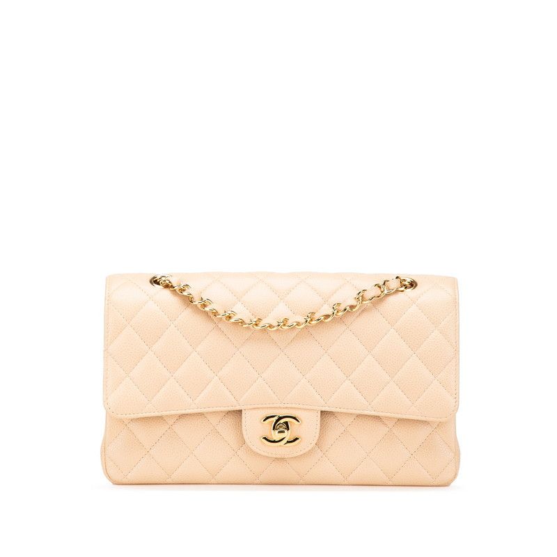Chanel Chanel Matelasse 25 Caviar Skin Shoulder Bag Leather Shoulder Bag in Beige, Women's