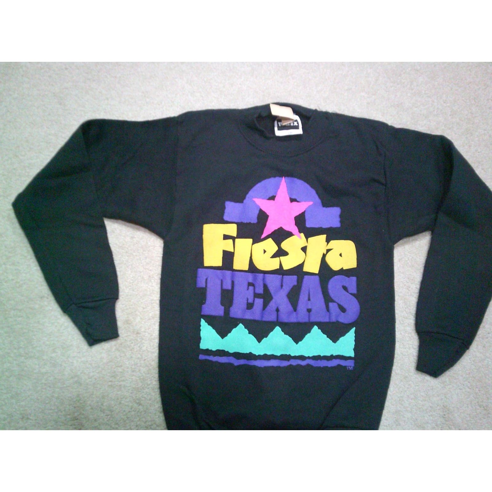 Tultex VINTAGE NWT Fiesta Texas Sweatshirt Juniors Small Black 90s Deadstock A1 Size S / US 4 / IT 40 - 3 Thumbnail