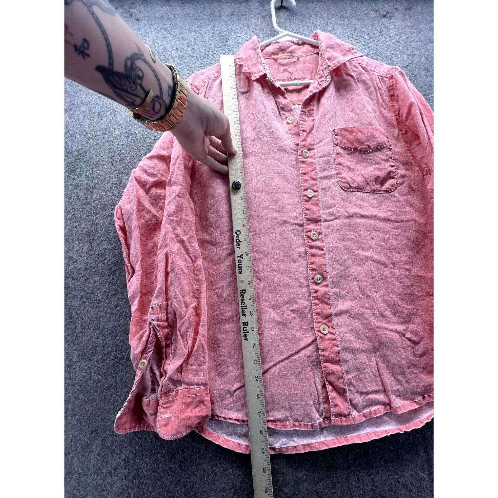 Tommy Bahama Tommy Bahama Shirt Mens Small Pink Solid Long Sleeve Button Front Linen Woven Size US S / EU 44-46 / 1 - 4 Thumbnail