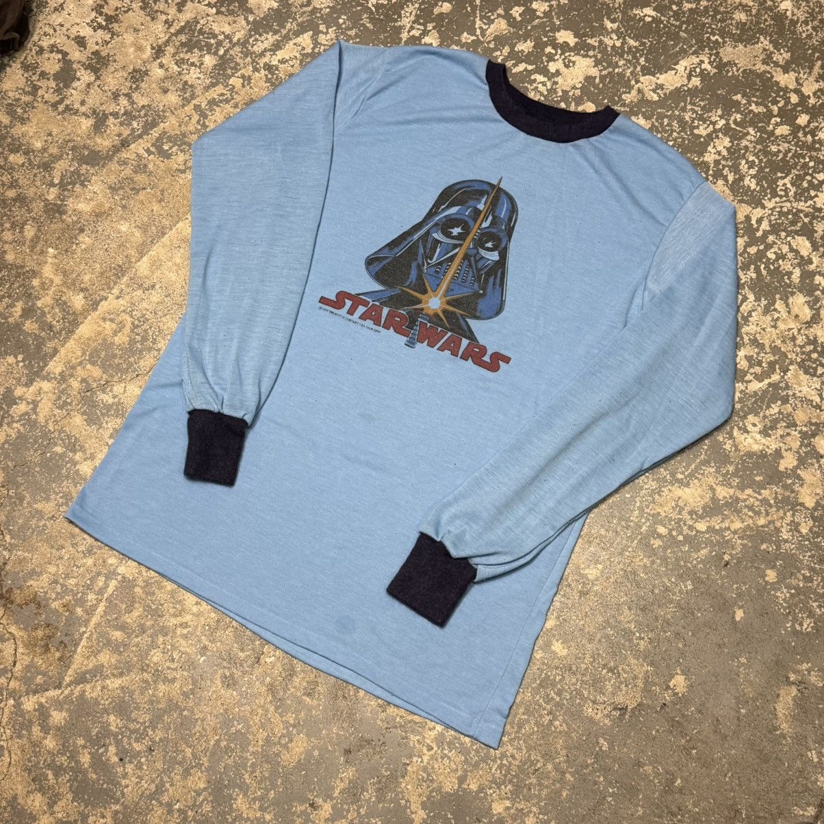 Star Wars True Vintage Star Wars Darth Vader 1977 Baby Blue Long Sleev Size US L / EU 52-54 / 3 - 2 Thumbnail