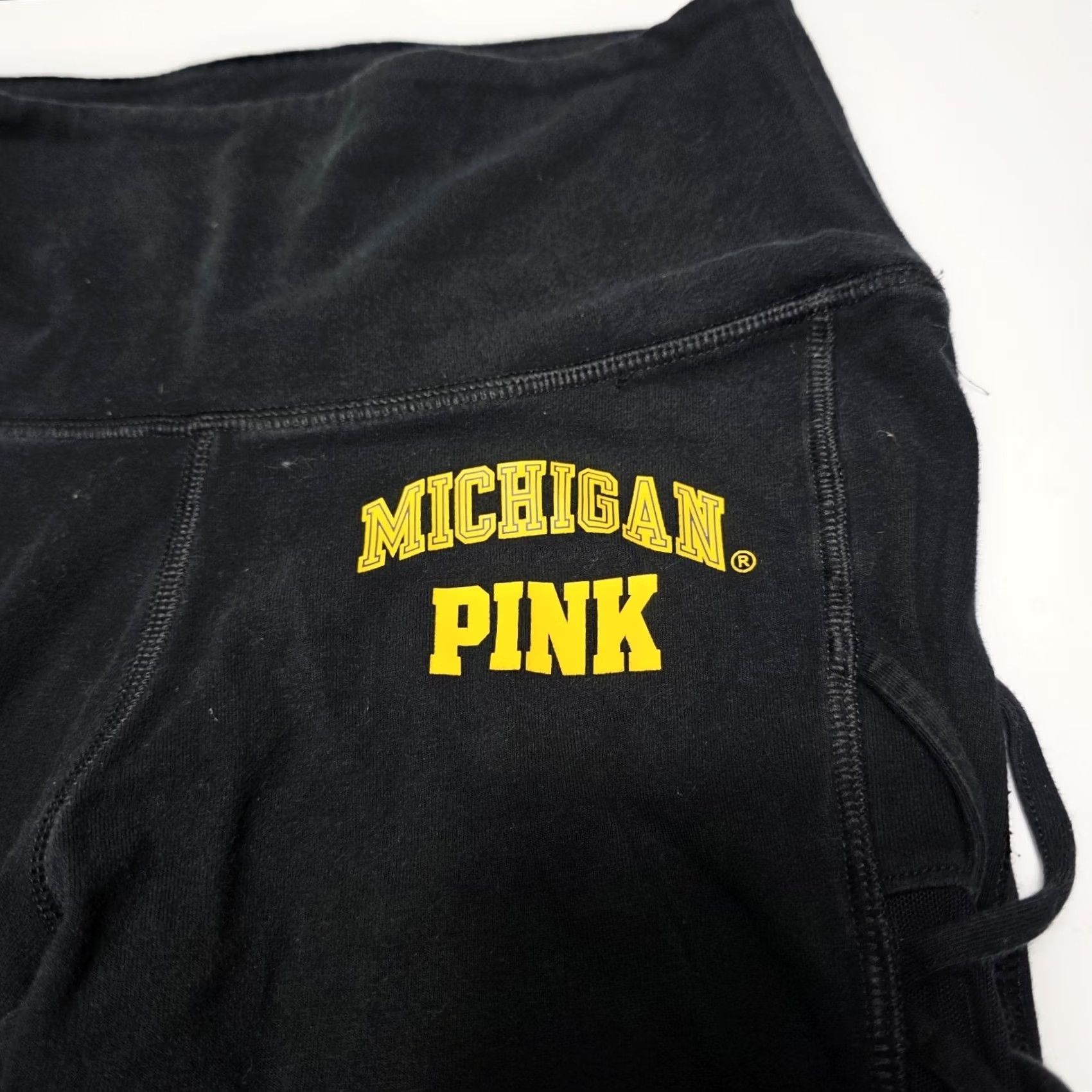 Pinko PINK Victoria's Secret Leggings Michigan Wolverines Womens XS Lace Up Sides Jogger Black XS Womens Size 26" / US 2 / IT 38 - 2 Thumbnail