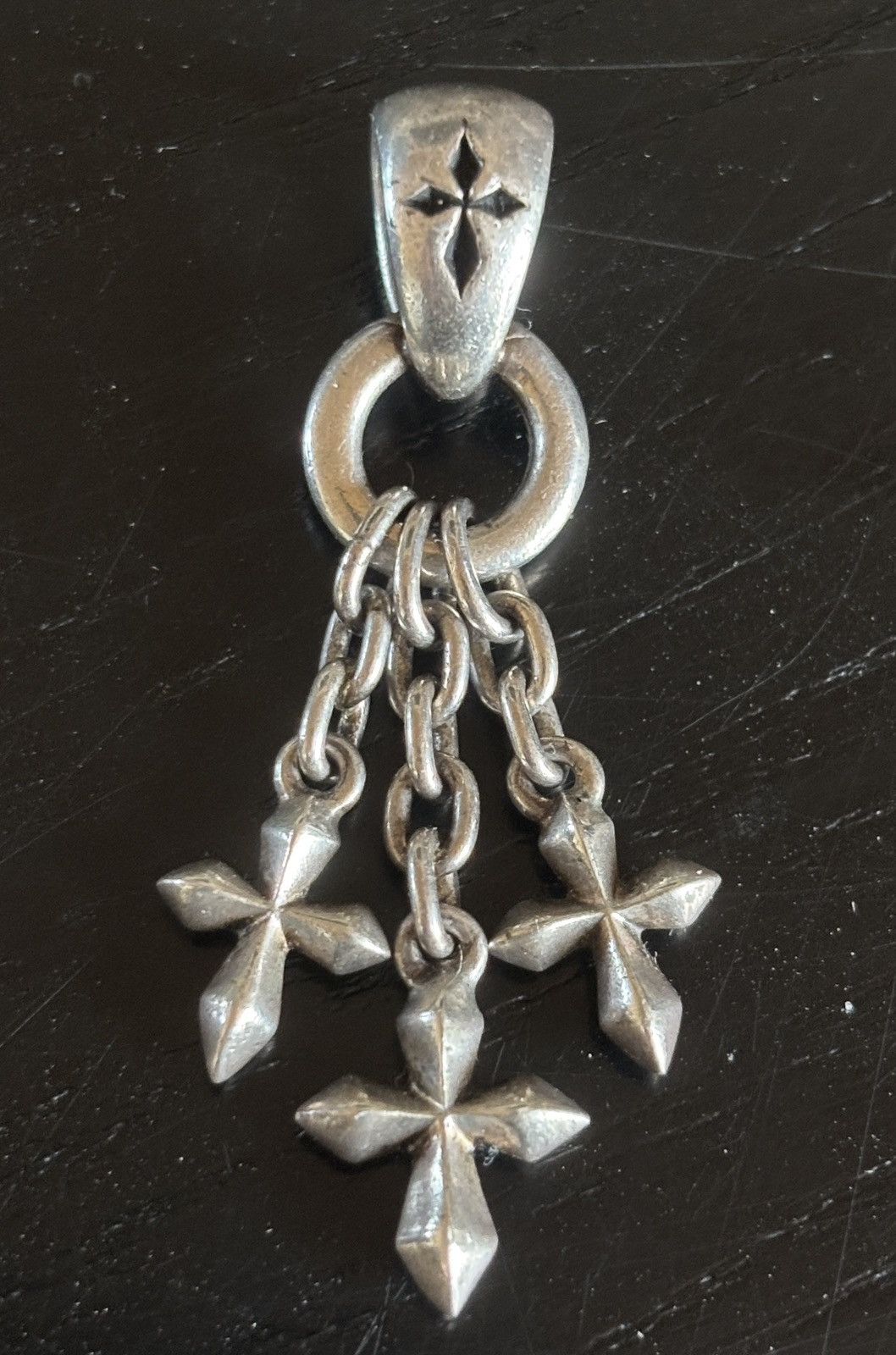 Ultra Rare Bloody Mary Triple Cross Pendant 925 Silver