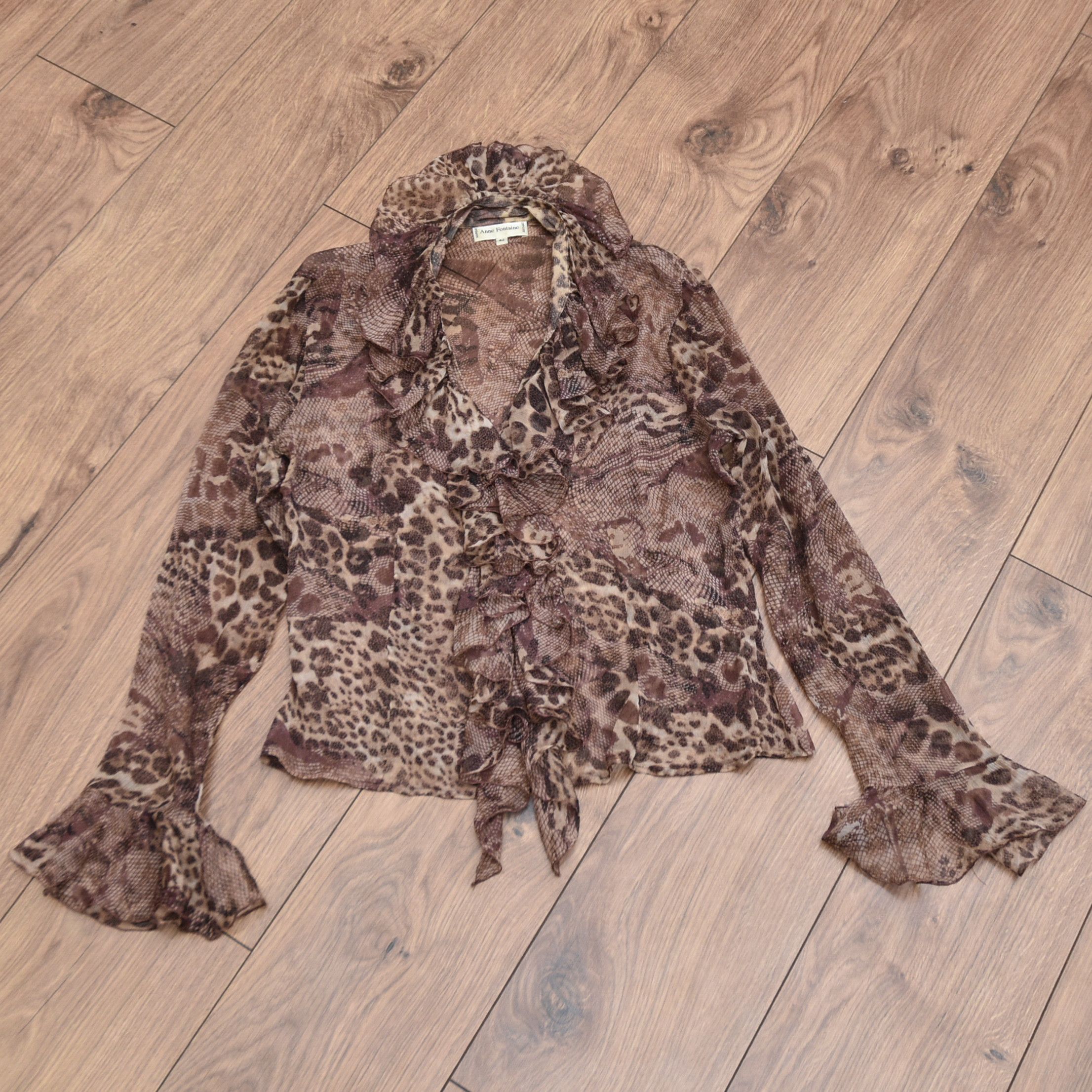 ANNE FONTAINE ANNE FONTAINE Leopard Print Chiffon Blouse Shirt Ruffle Y2k Size M / US 6-8 / IT 42-44 - 5 Thumbnail