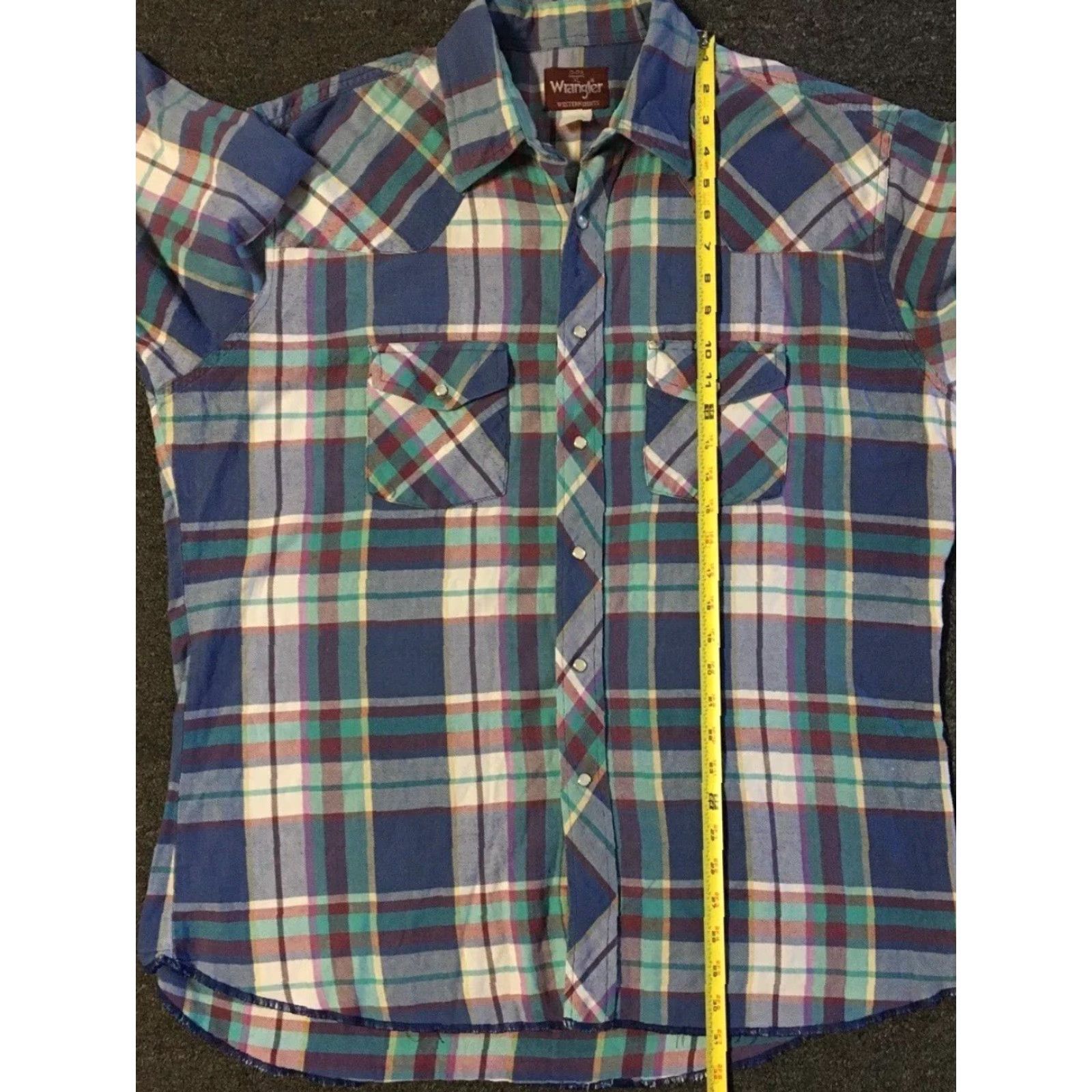 Wrangler VINTAGE Wrangler Flannel Pearl Snap Shirt XL Blue Cotton 80s 90s Western USA Grunge Cowboy Aztec Shirt Mens Size US XL / EU 56 / 4 - 5 Thumbnail