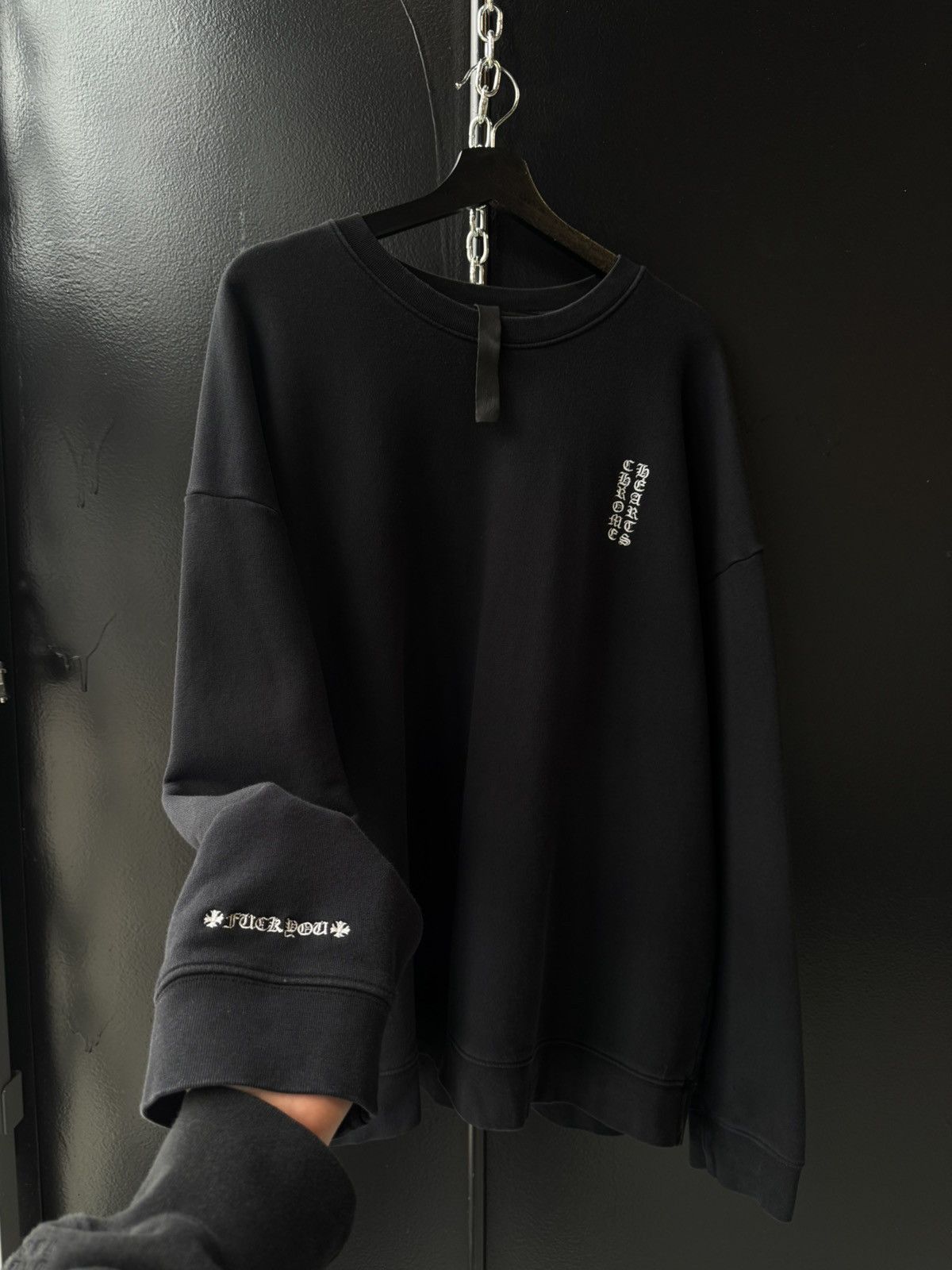 Chrome Hearts Chrome Hearts premium vertical logo crewneck Size US L / EU 52-54 / 3 - 1 Thumbnail