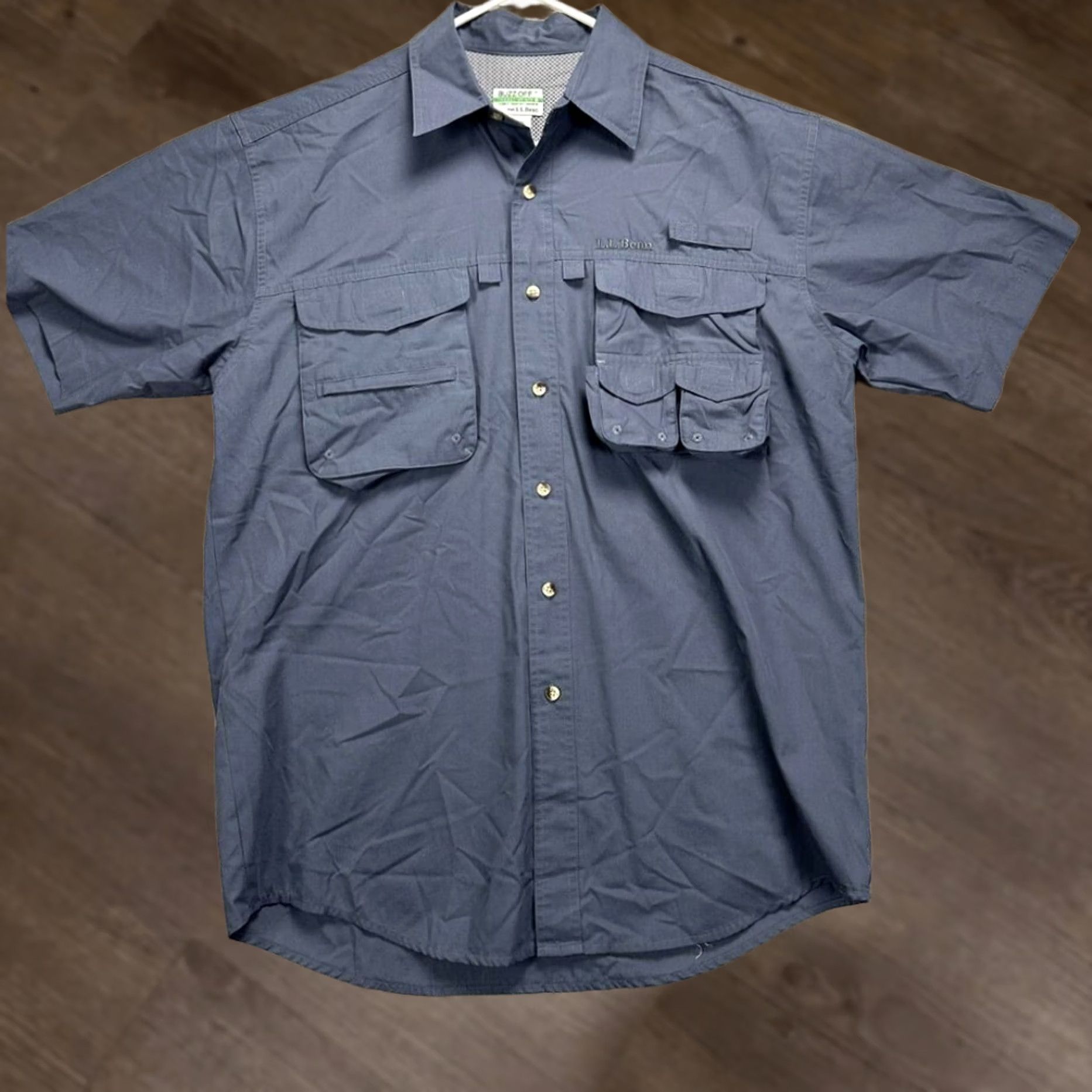 Vintage L.L. Bean Button Up Shirt Mens Medium Regular Blue Nylon Vented Insect Repellent Size US M / EU 48-50 / 2 - 1 Thumbnail