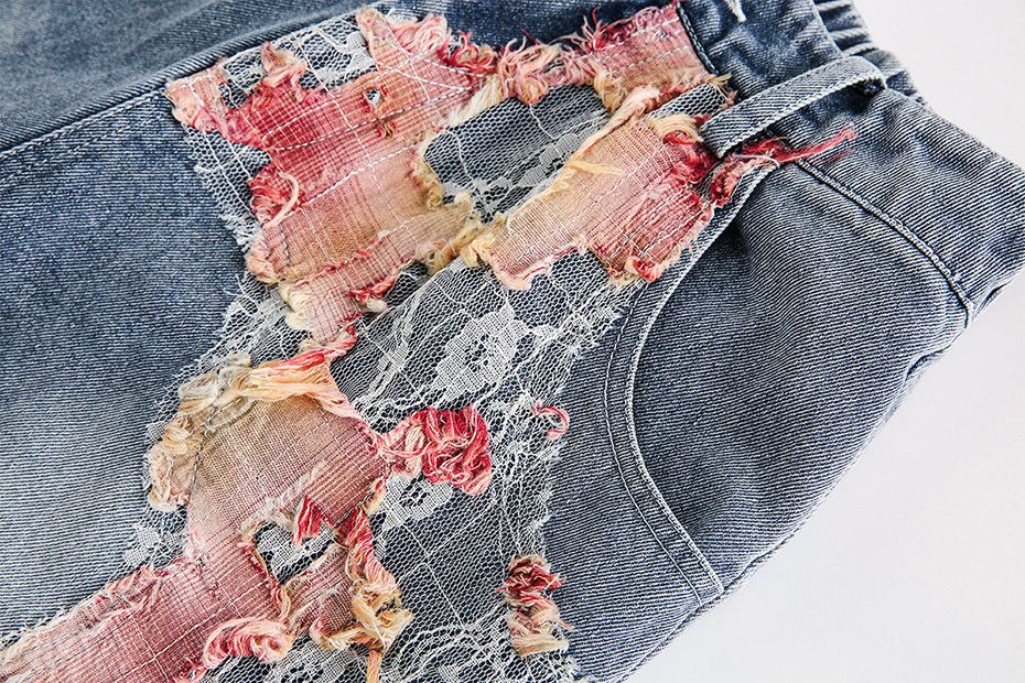 Japanese Brand × Vintage Torn Lace Faded Shorts Jeans Y2K Vintage Style Stretch Waist Size US 31 - 4 Thumbnail