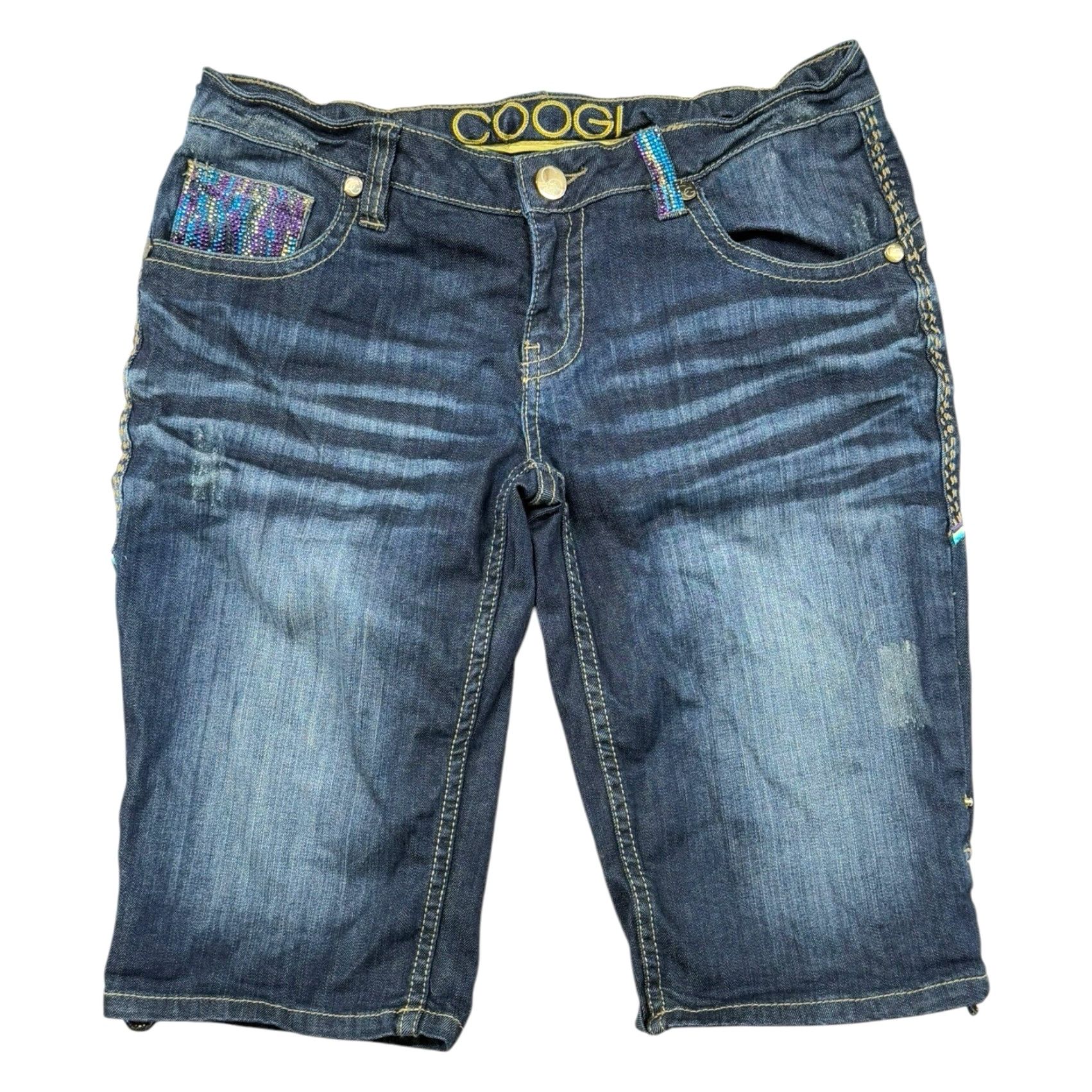 Coogi VINTAGE COOGI Embellished Bling Rhinestone Cuff Denim Shorts Women’s Size 11/12 Size 34" / US 12 / IT 48 - 3 Thumbnail
