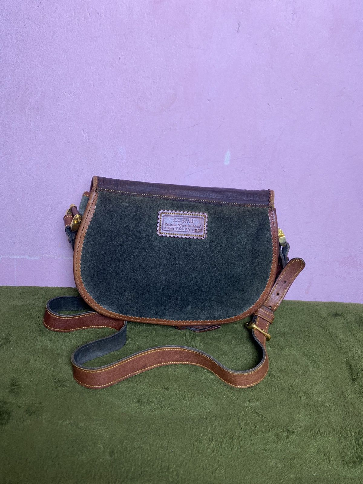 Loewe LOEWE Caza cordoban green suede and brown leather Size ONE SIZE - 2 Thumbnail