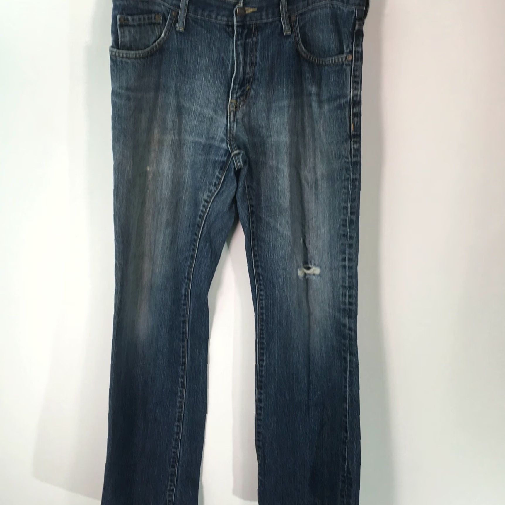 Old Navy Old Navy Womens Bootcut Jeans Blue Distressed Denim Mid Rise 33X32 Regular 5-Pocket Slim Fit Womens Jeans Size 24" / US 00 / IT 34 - 2 Thumbnail