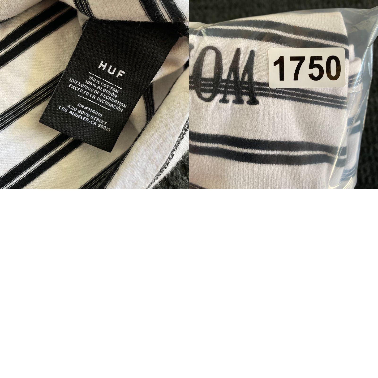 Huf HUF T-Shirt Striped White Black Crew Neck M Mens 90s Streetwear Skateboarding Sports Logo Vintage: No Size US M / EU 48-50 / 2 - 8 Thumbnail