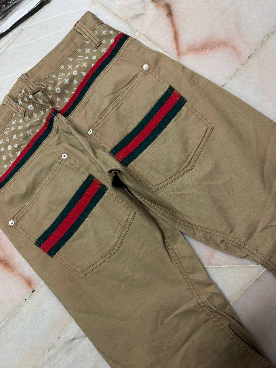 Tornado Mart 💥Insane💥Vintage Doublefocus Zipper Punk Jeans Beige Size US 31 - 16 Thumbnail