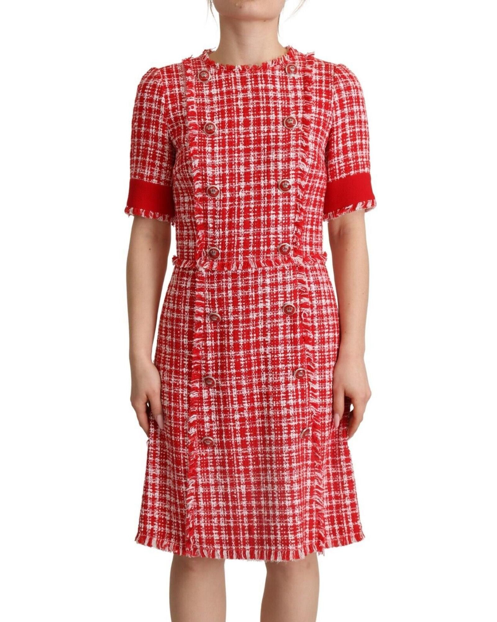 image of Dolce Gabbana Embellished Checkered Sheath Dress, Women's (Size Small)