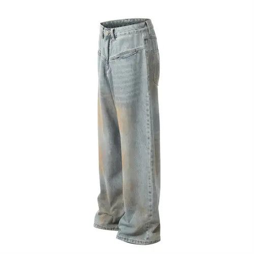 Japanese Brand Men's street punk wide leg straight distressed dirty jeans Size US 32 / EU 48 - 2 Thumbnail