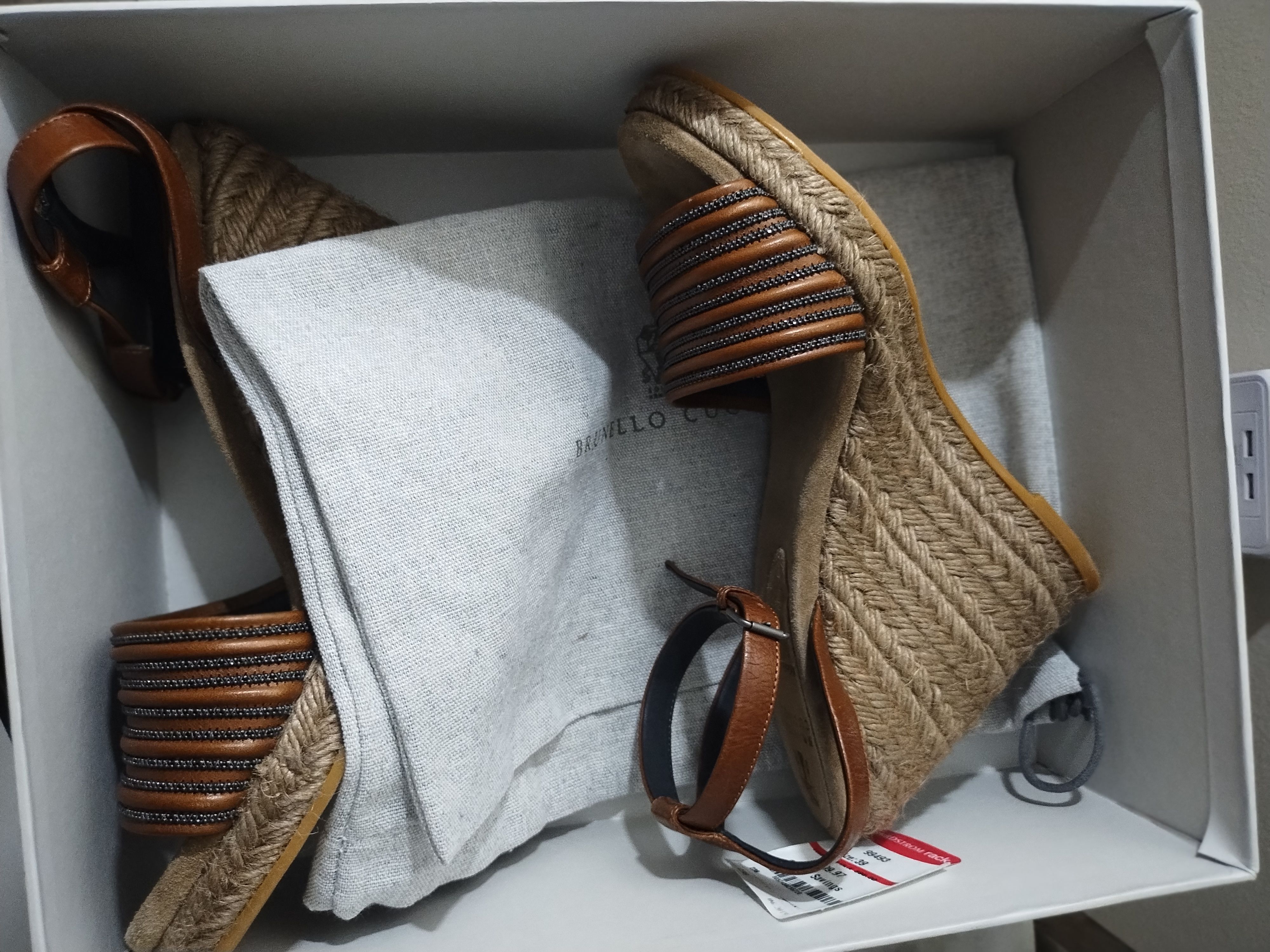 Brunello Cucinelli Monili Leather Espadrille Wedge Sandals Size US 9 / IT 39 - 1 Thumbnail